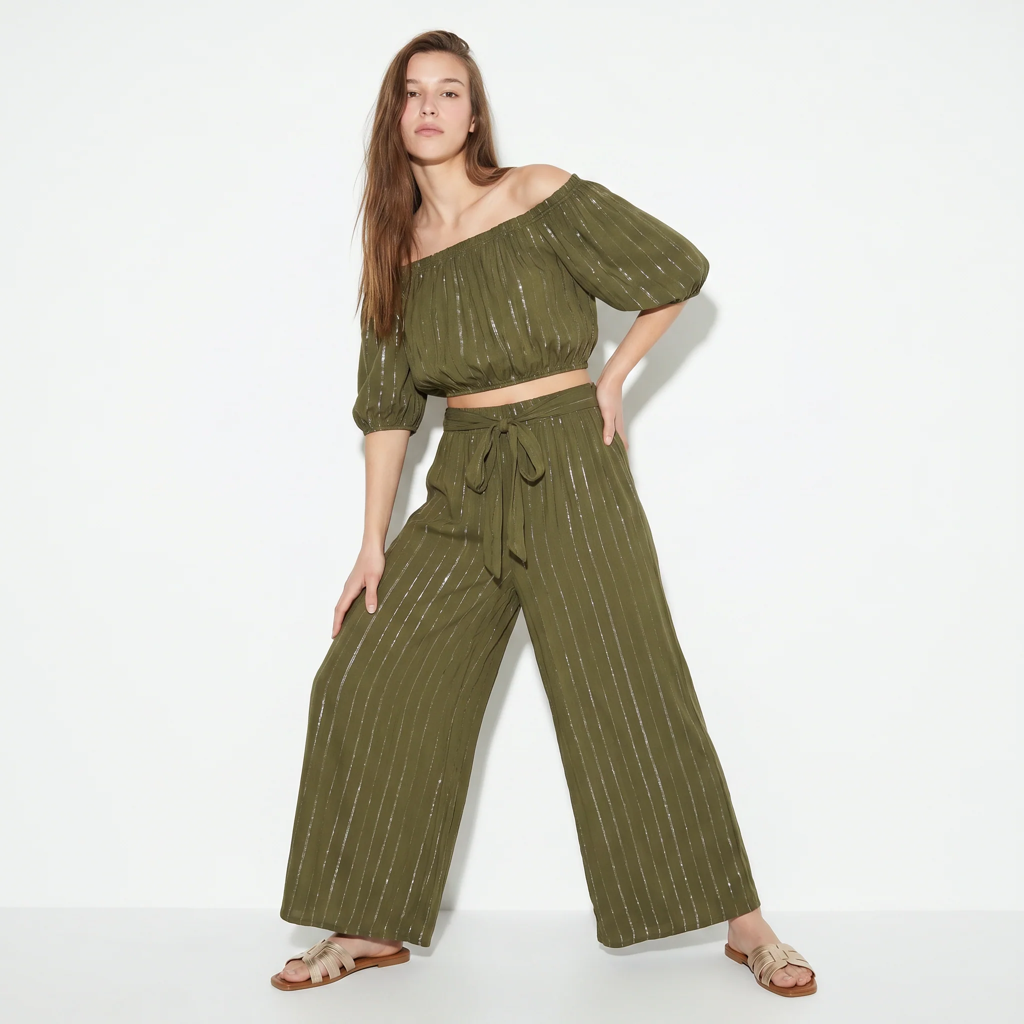 Pantalone Palazzo con Lurex e Fusciacca - Kaky 1