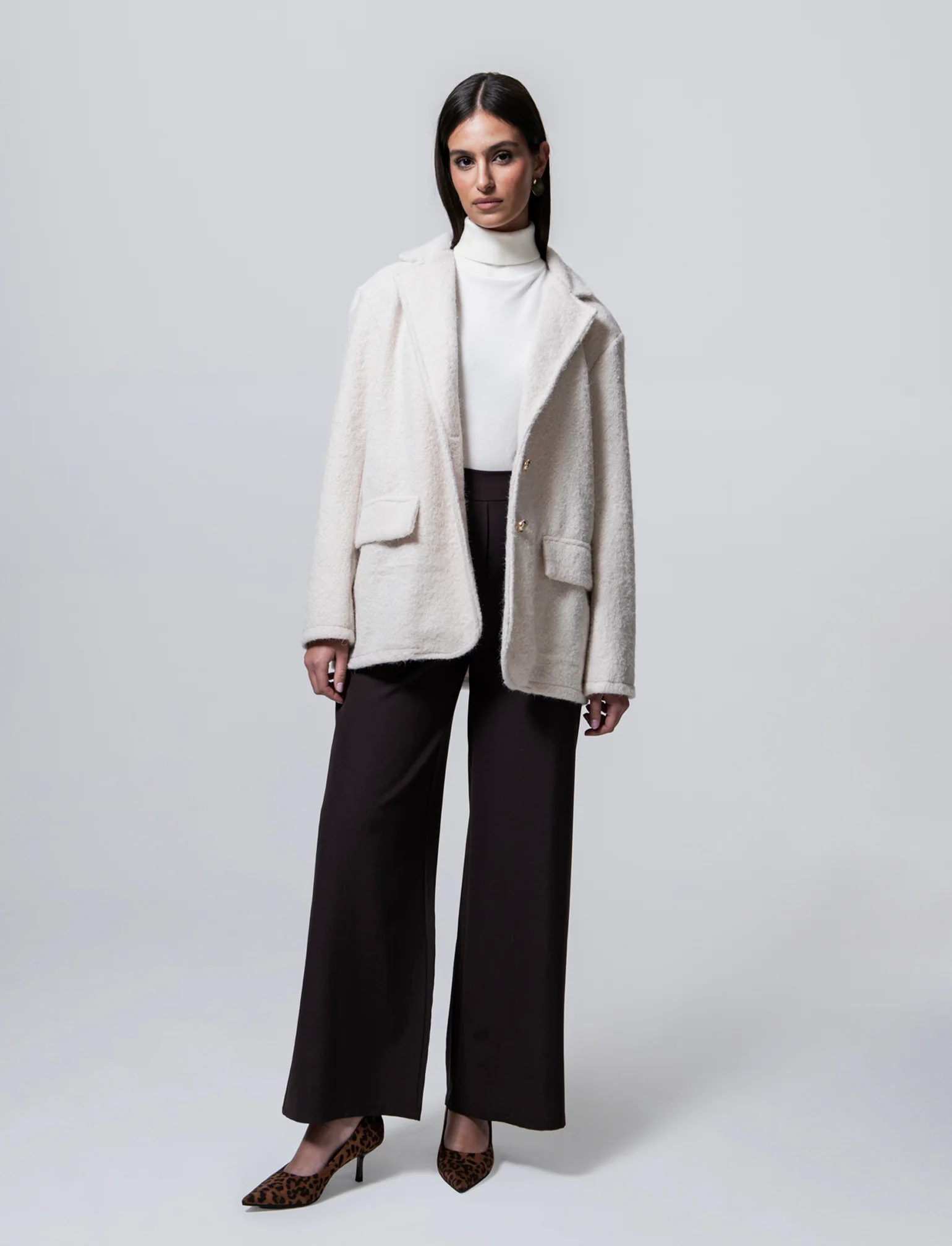 Pantalone palazzo con pinces - Moro - Image 3