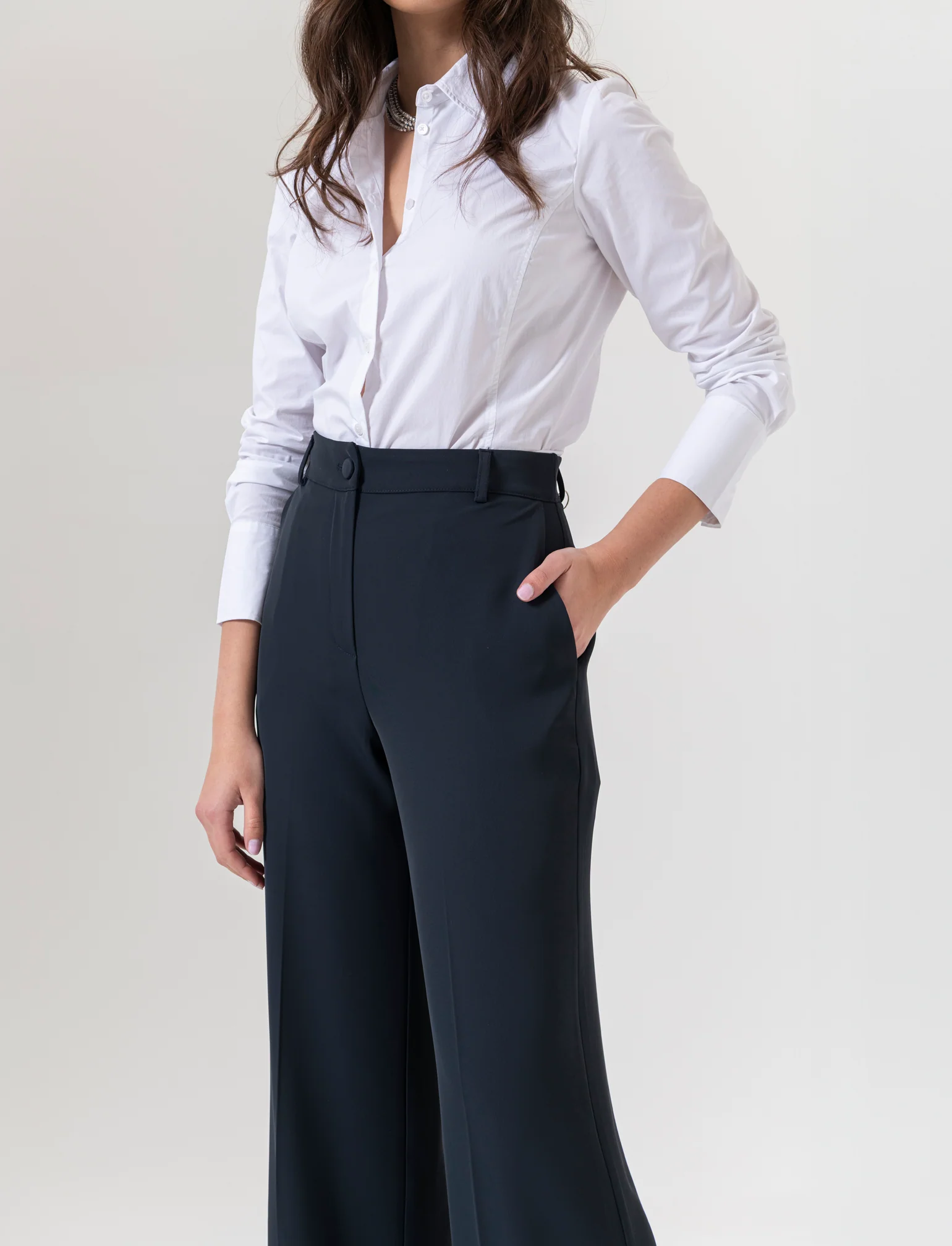 Pantalone palazzo in tessuto fluido - Blu