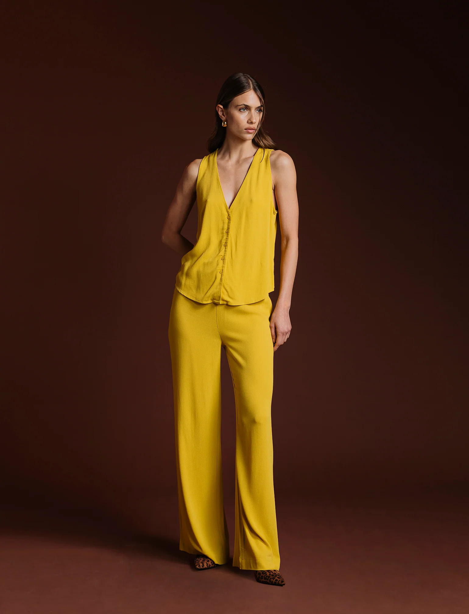 PANTALONE PALAZZO - Mostarda - Image 3