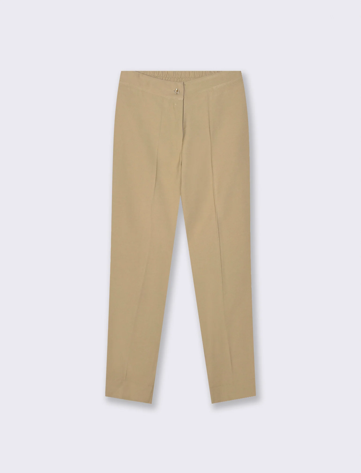 Pantalone regular con bottone gioiello - Cammello - Image 4
