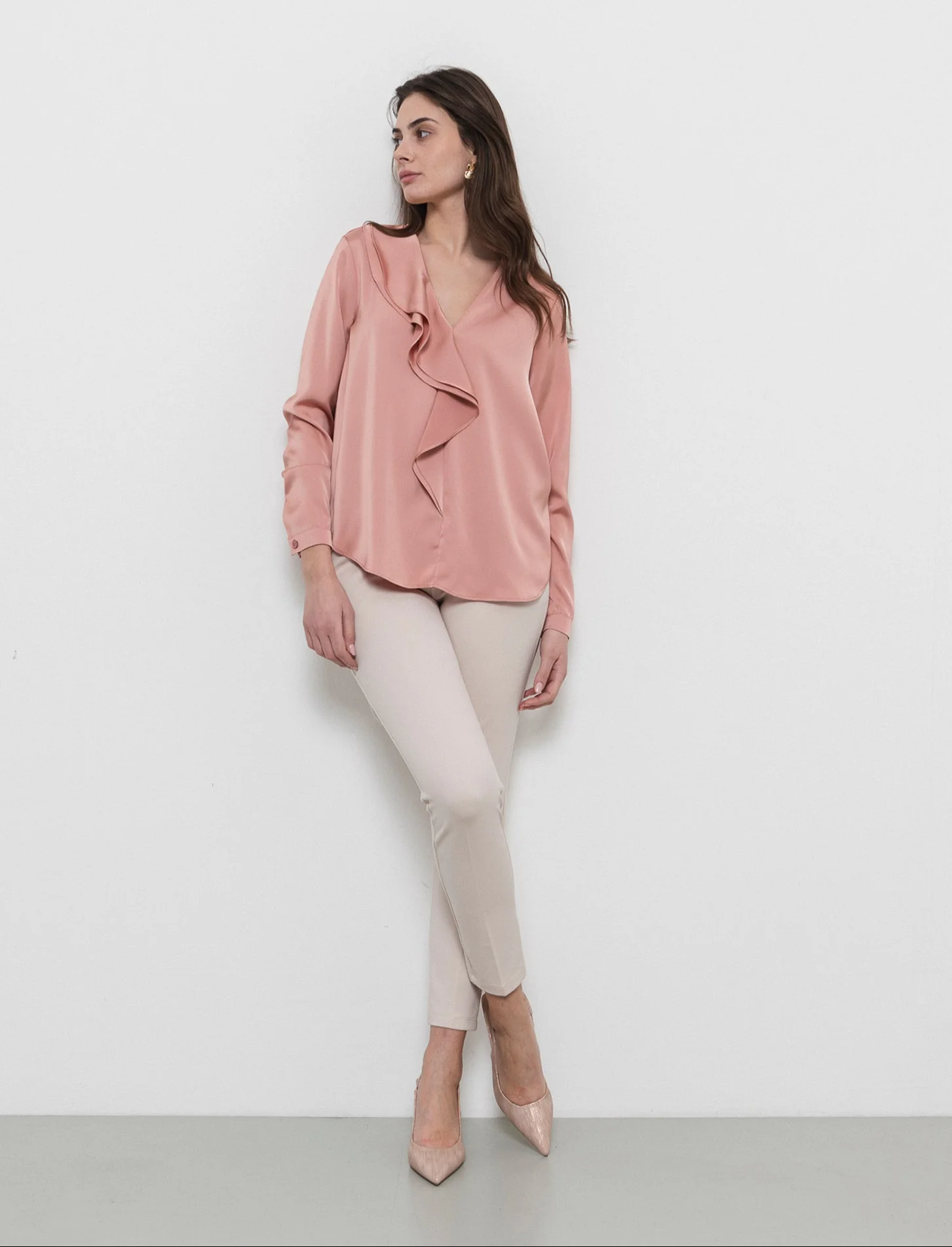 Pantalone sigaretta con pence sul davanti - Bianco burro - Image 3