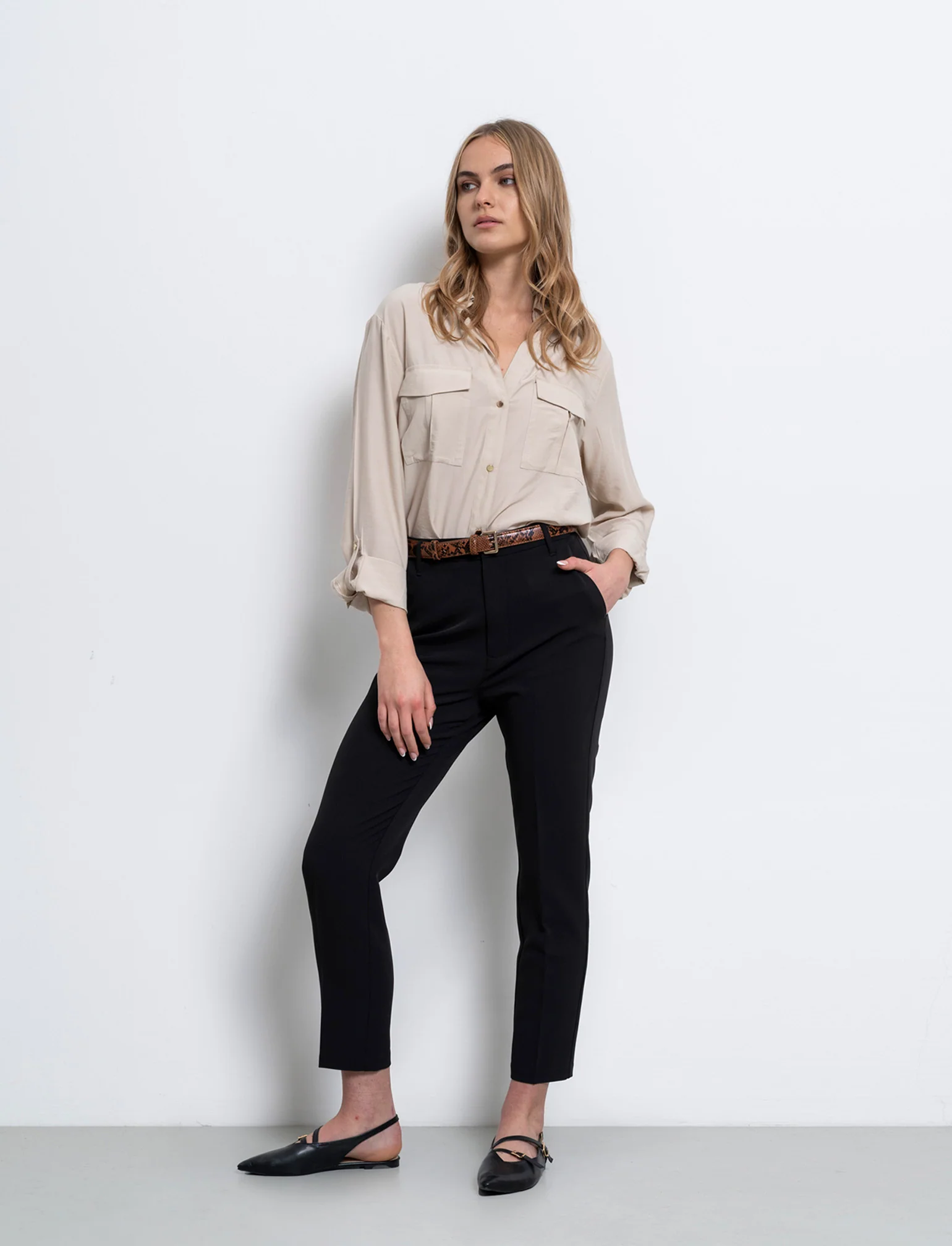 Pantalone skinny con cintura da donna - Nero - Image 3