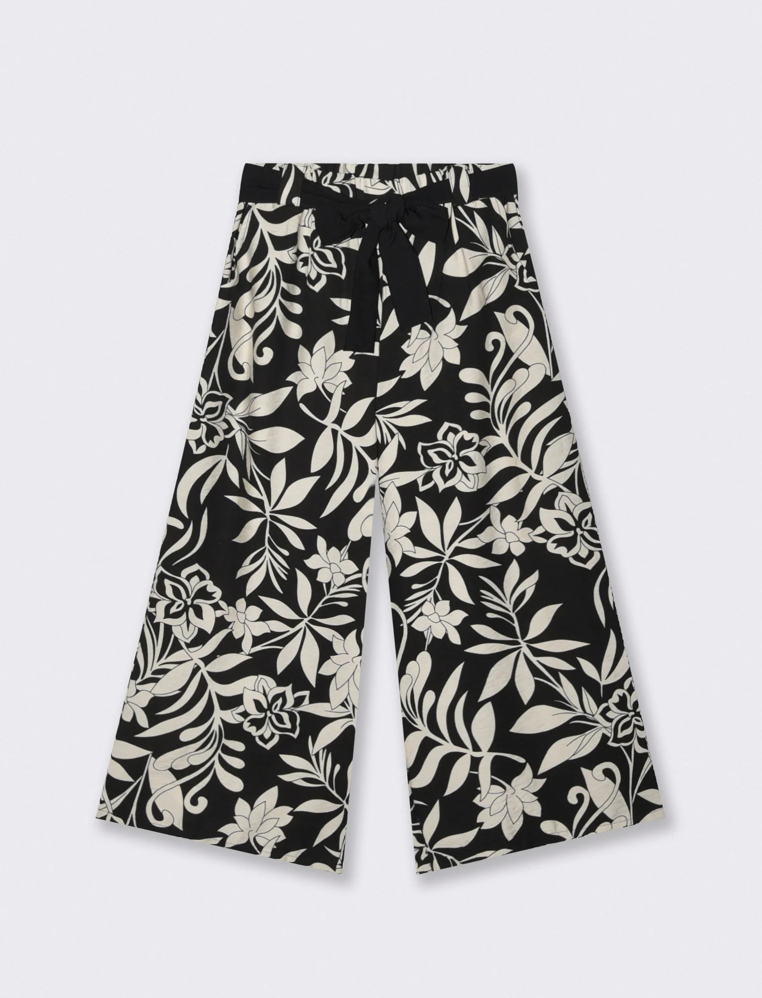 Pantalone stampato con cintura in tessuto - Fiorato - Image 3