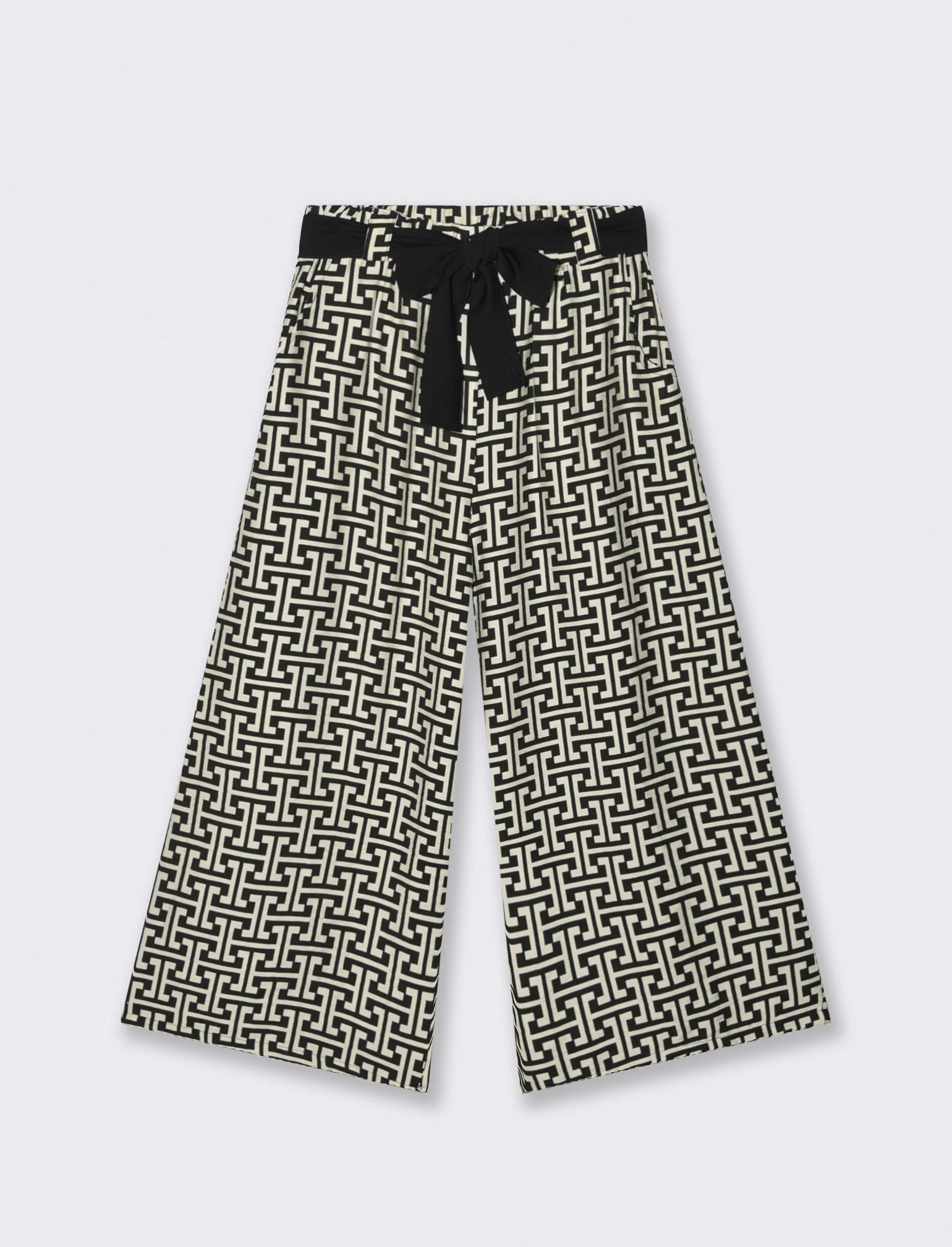 Pantalone stampato con cintura in tessuto - Geometrie - Image 3