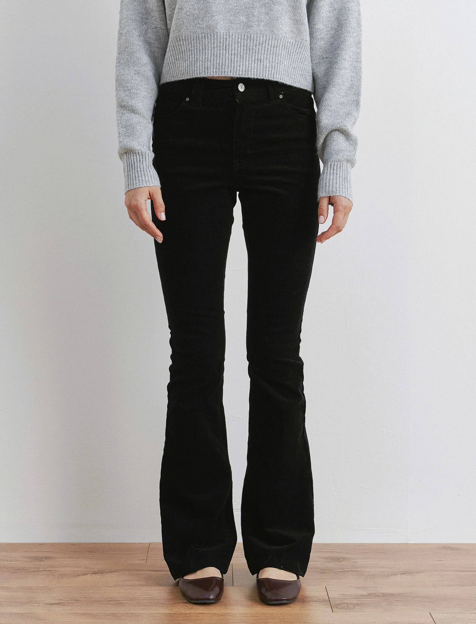 PANTALONE VELLUTO A ZAMPA - Nero - Image 4