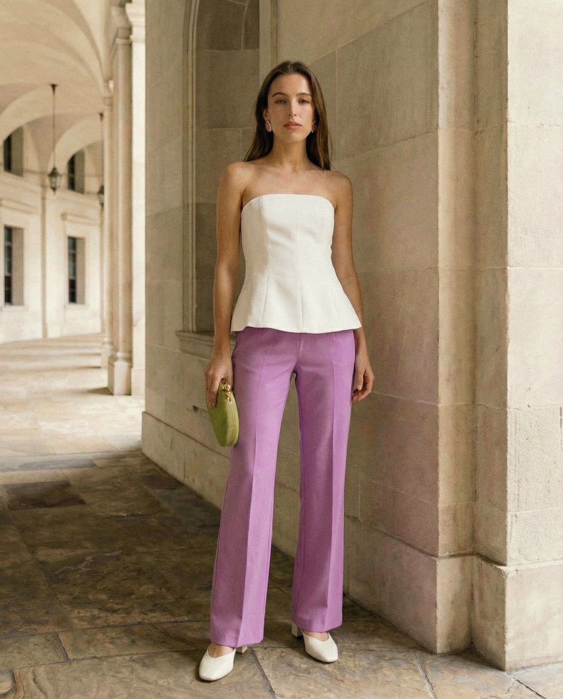 Pantalone Vita Super Alta con Gamba Larga - Viola orchidea - Image 3