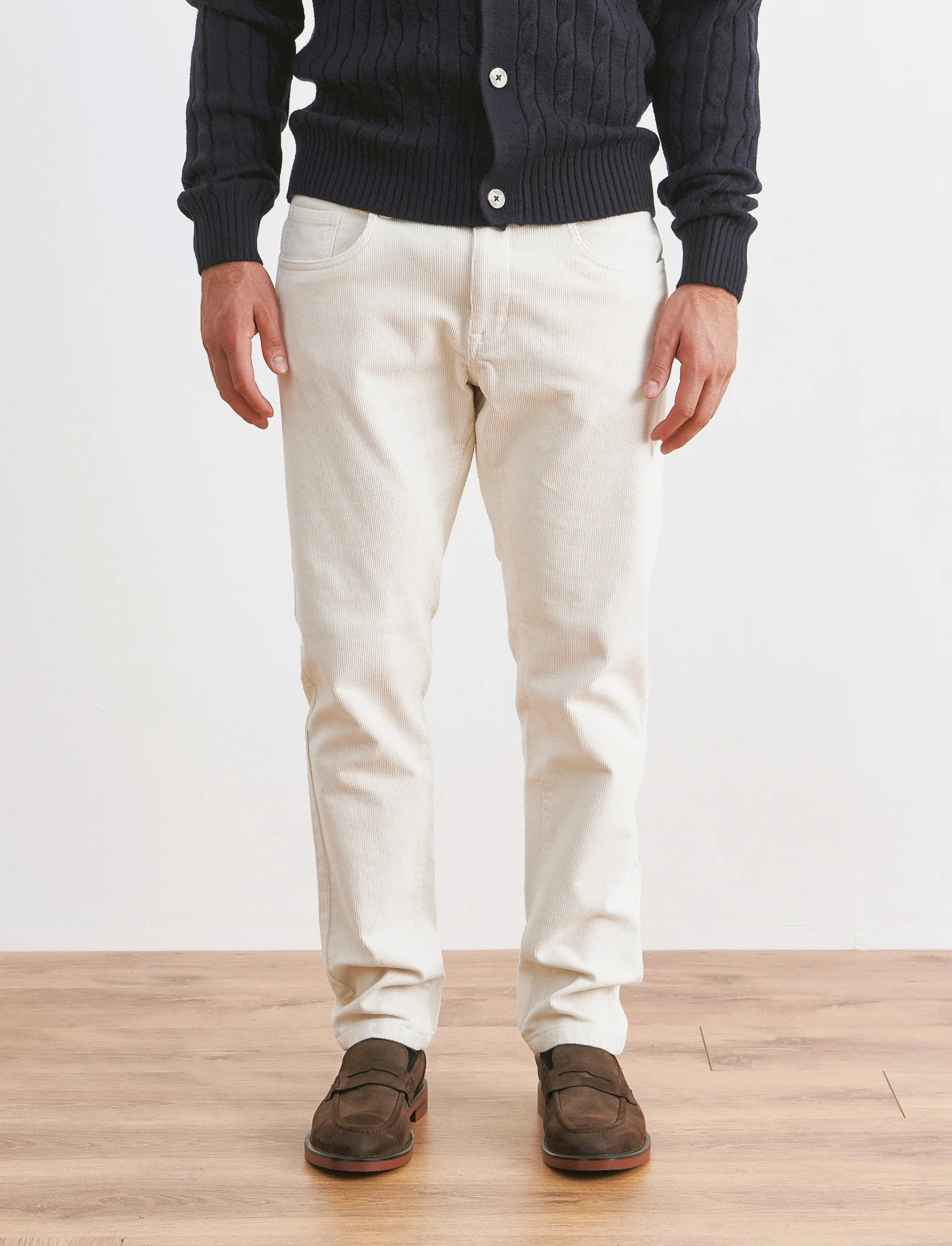 PANTALONI 5 TASCHE IN VELLUTO - Bianco - Image 4
