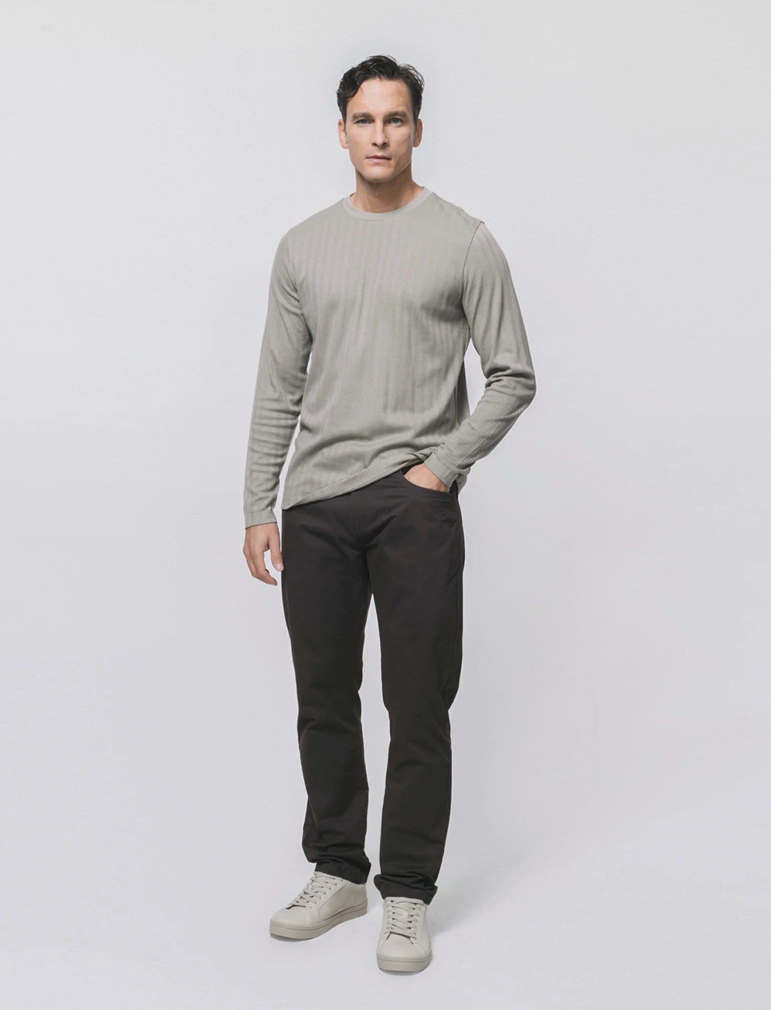 Pantaloni 5 Tasche Regular Fit Cotone - Moro - Image 3