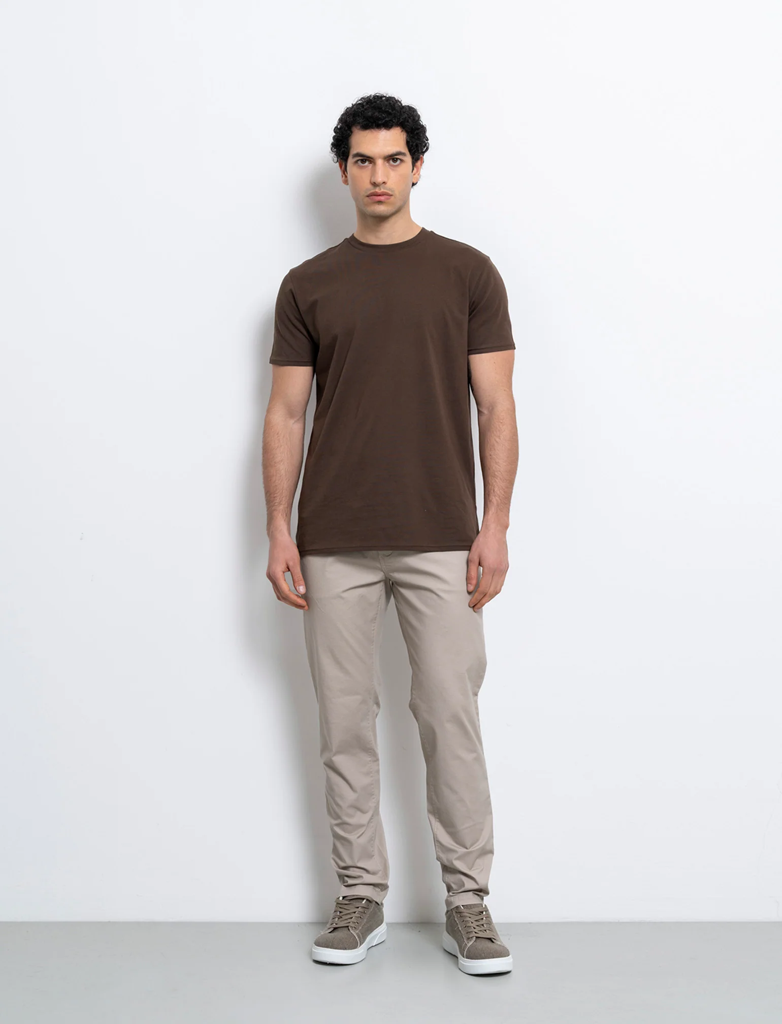 Pantaloni 5 tasche slim fit da uomo - Beige - Image 3