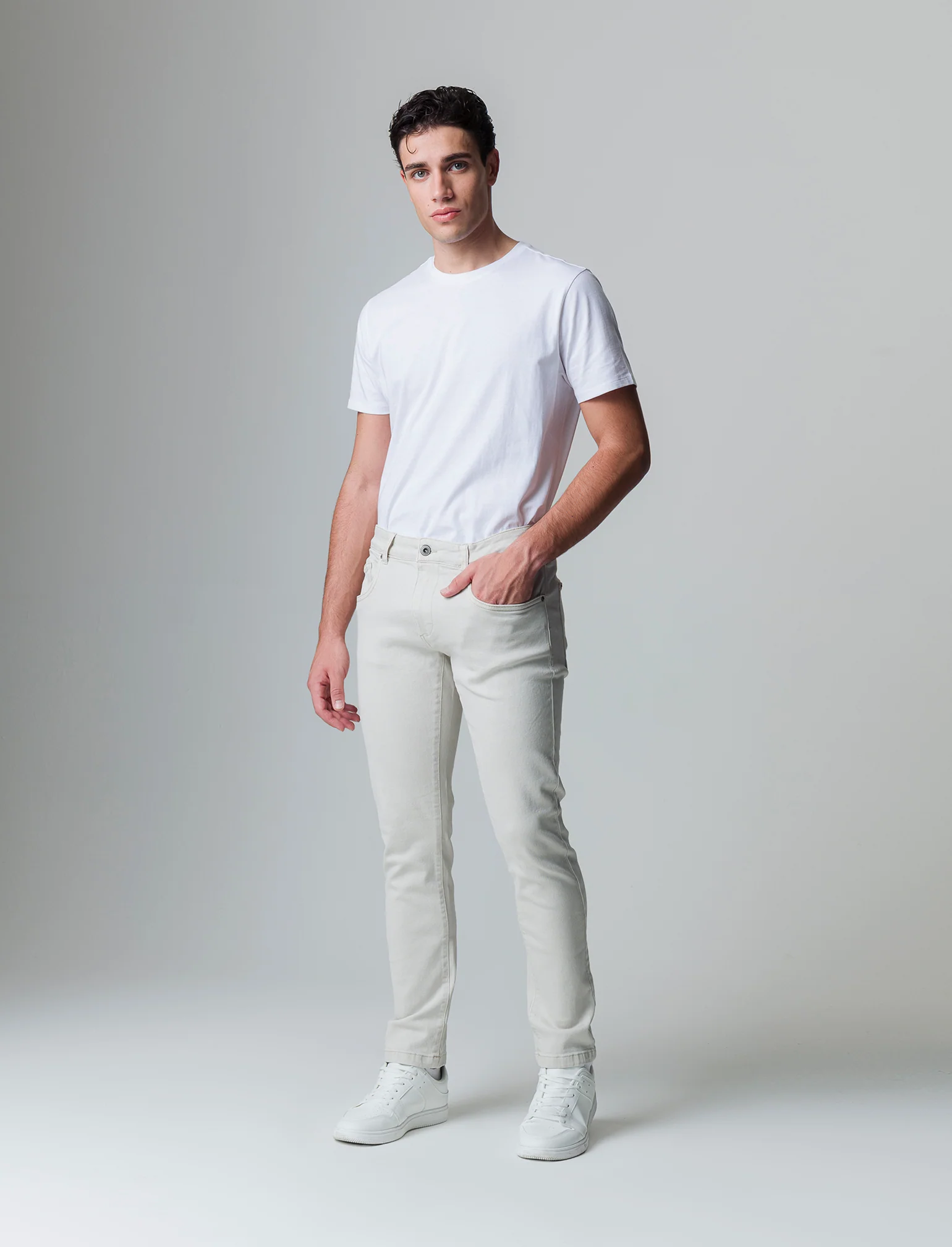 Pantaloni 5 tasche slim fit da uomo - Grigio ghiaccio - Image 2