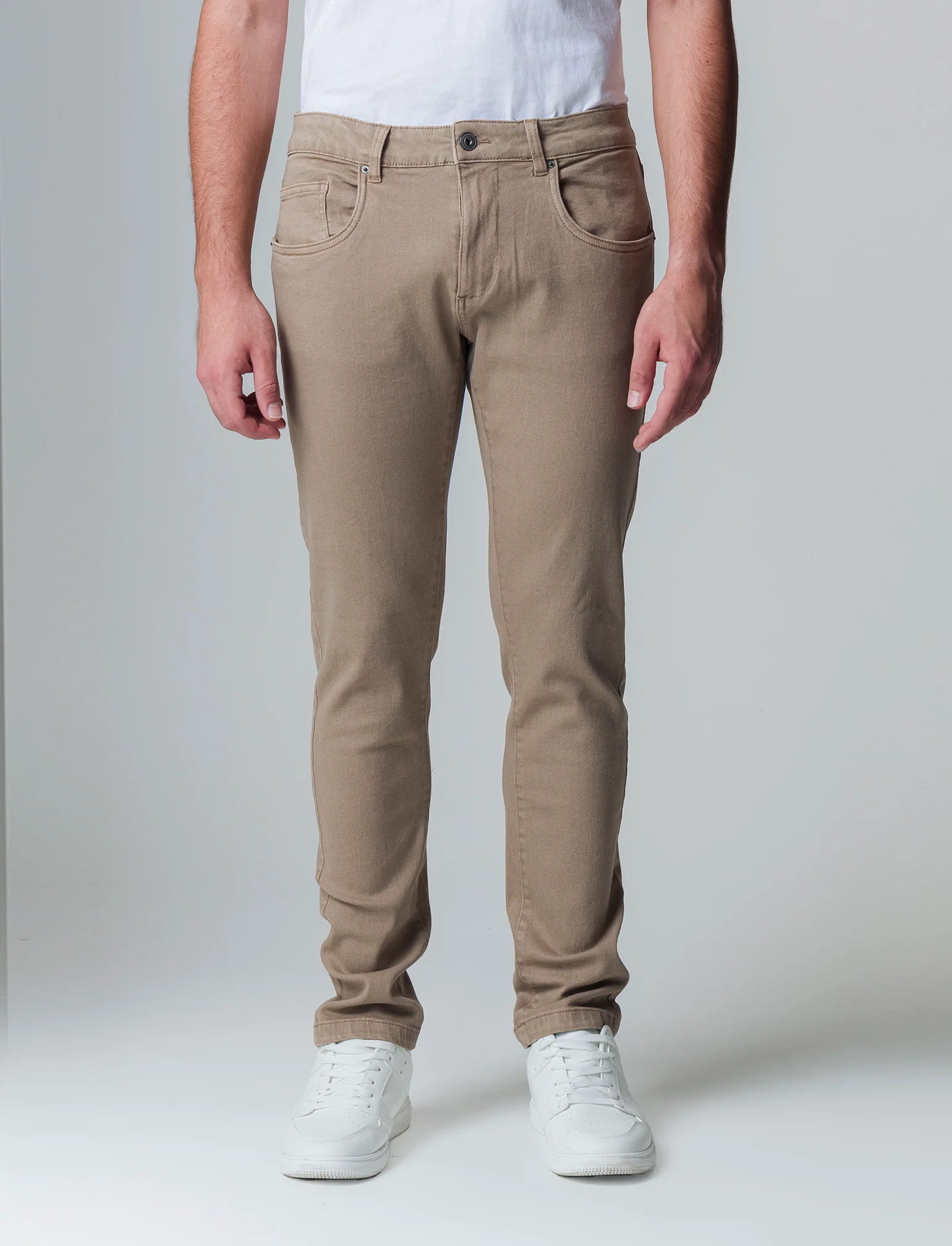 Pantaloni 5 tasche slim fit da uomo - Grigio tortora