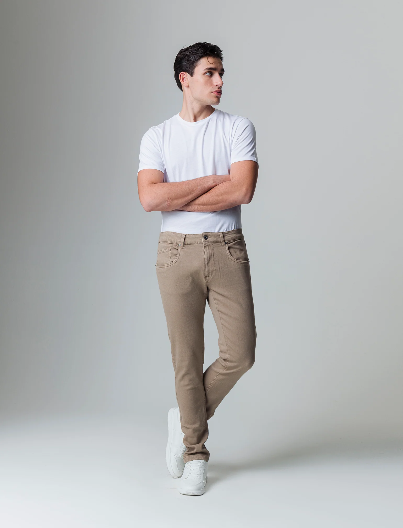 Pantaloni 5 tasche slim fit da uomo - Grigio tortora - Image 3