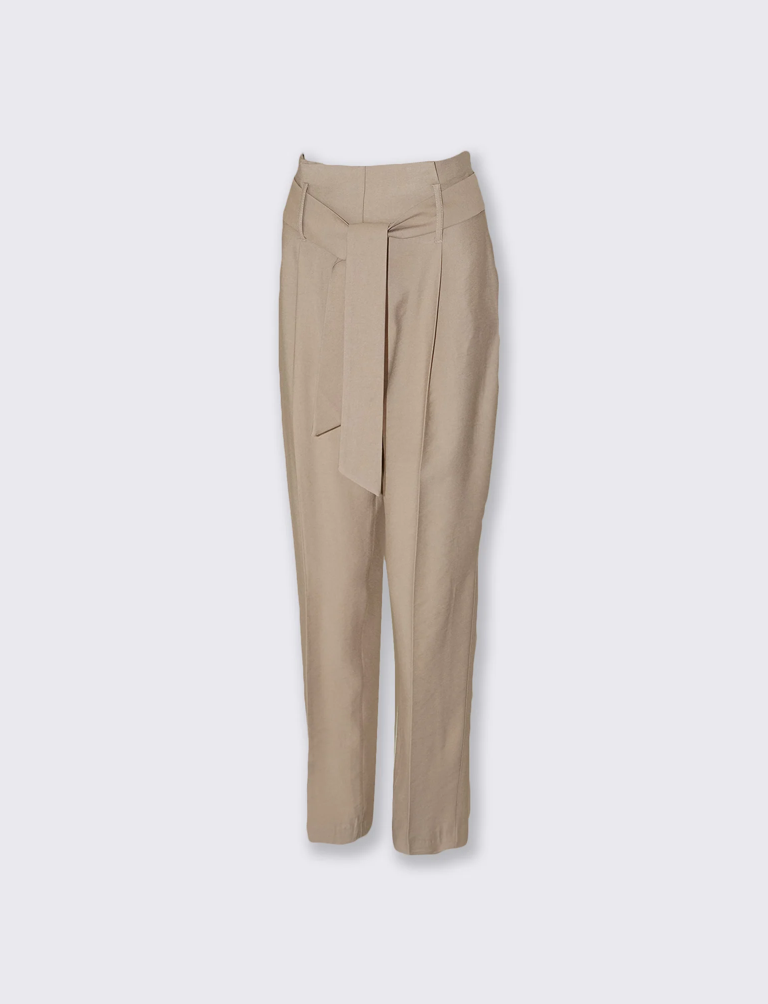 Pantaloni alla Caviglia con Cintura Vita - Beige - Image 5