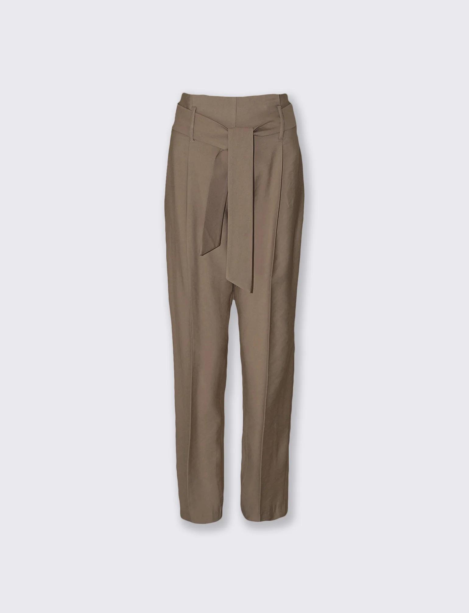 Pantaloni alla Caviglia con Cintura Vita - Grigio fango - Image 2