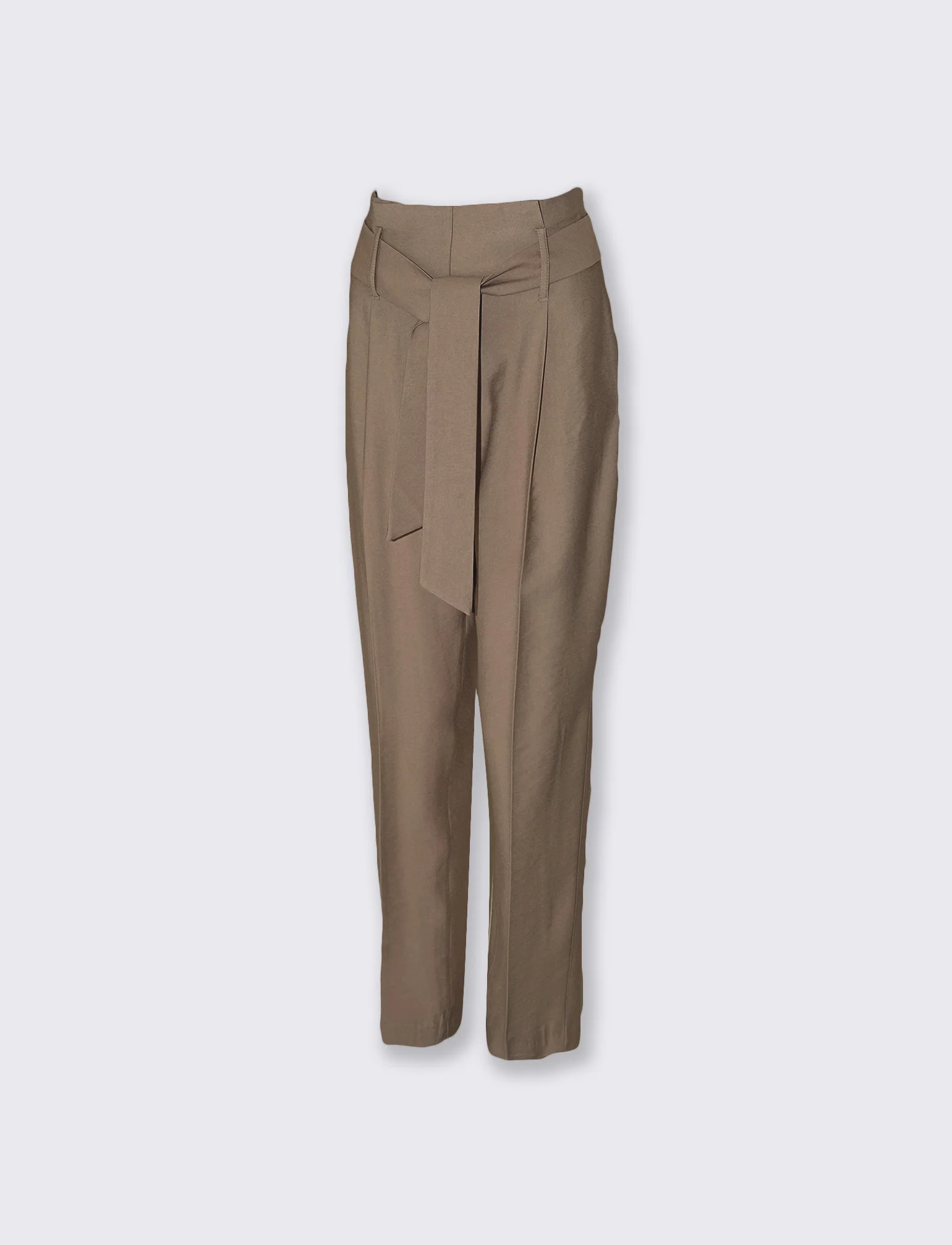 Pantaloni alla Caviglia con Cintura Vita - Grigio fango - Image 5