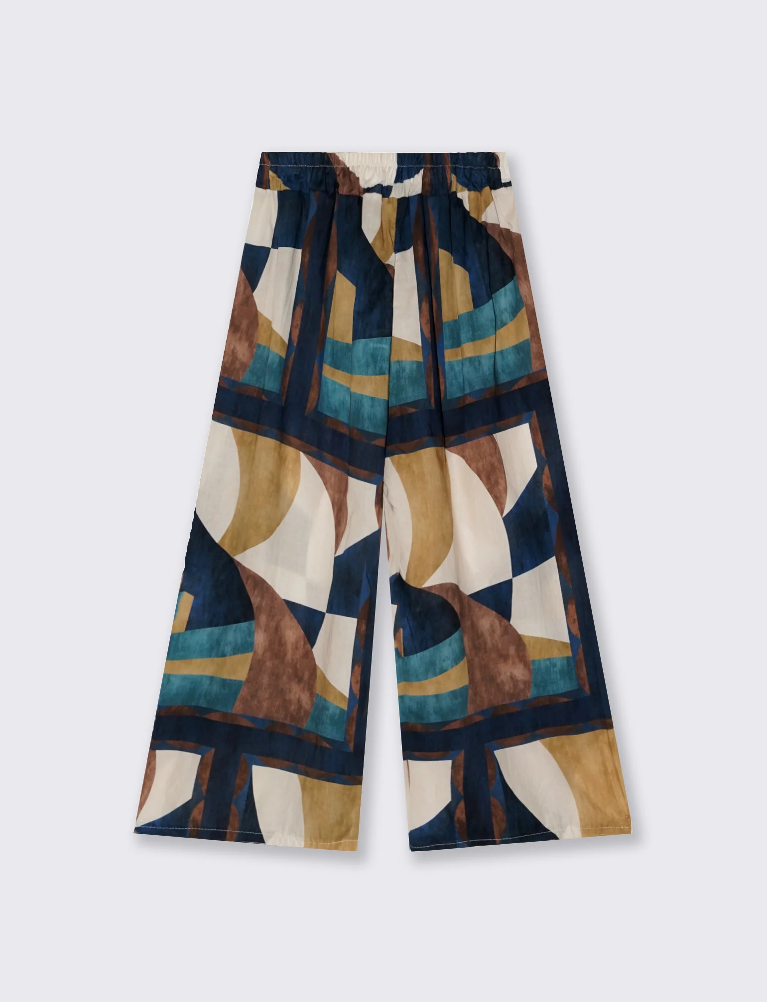 Pantaloni ampi con coulisse e stampa - Blu - Image 2