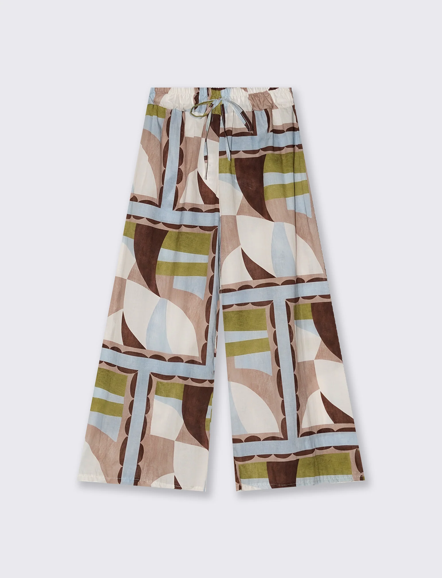 Pantaloni ampi con coulisse e stampa - Verde - Image 2