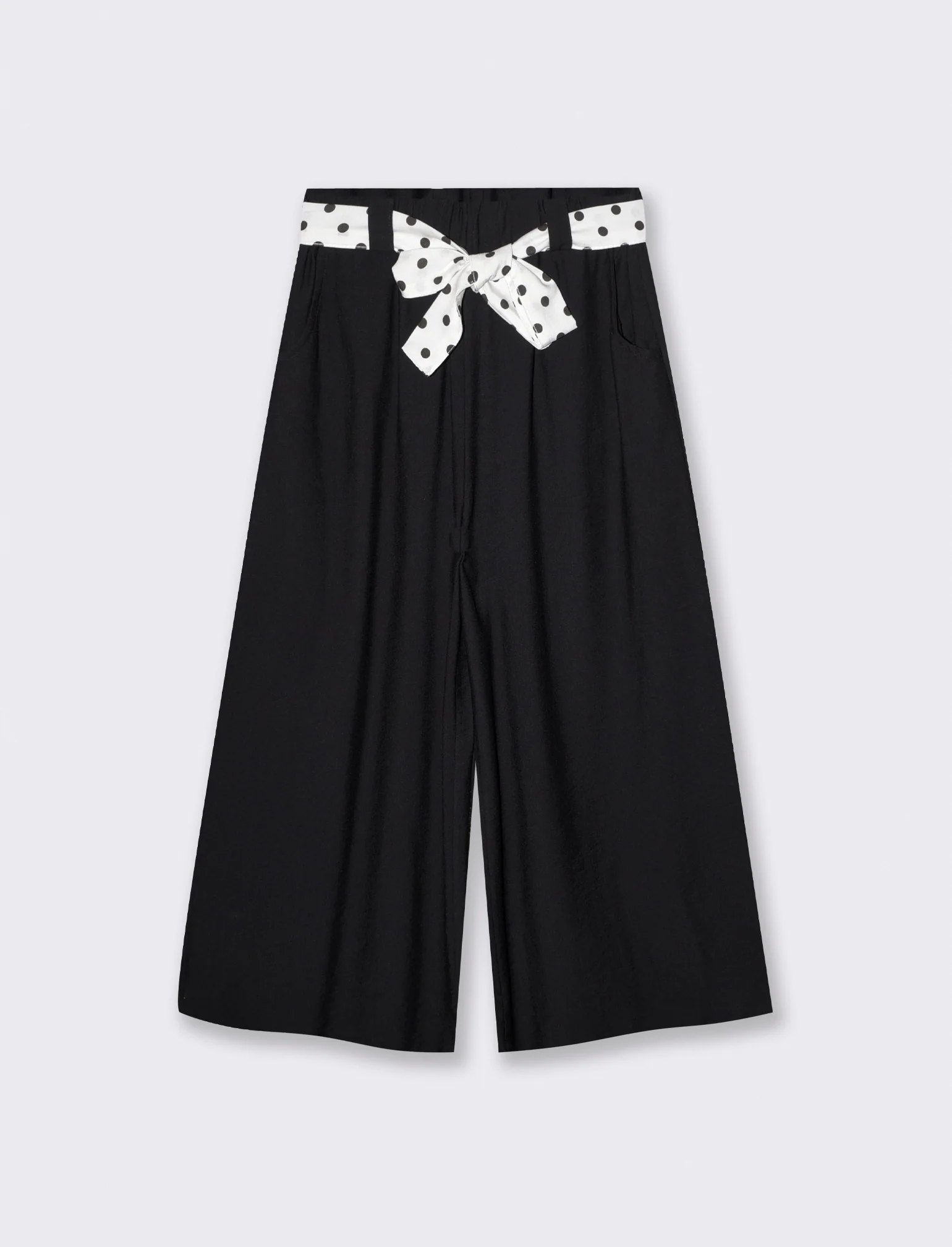 Pantaloni ampi con elastico e cintura - Nero