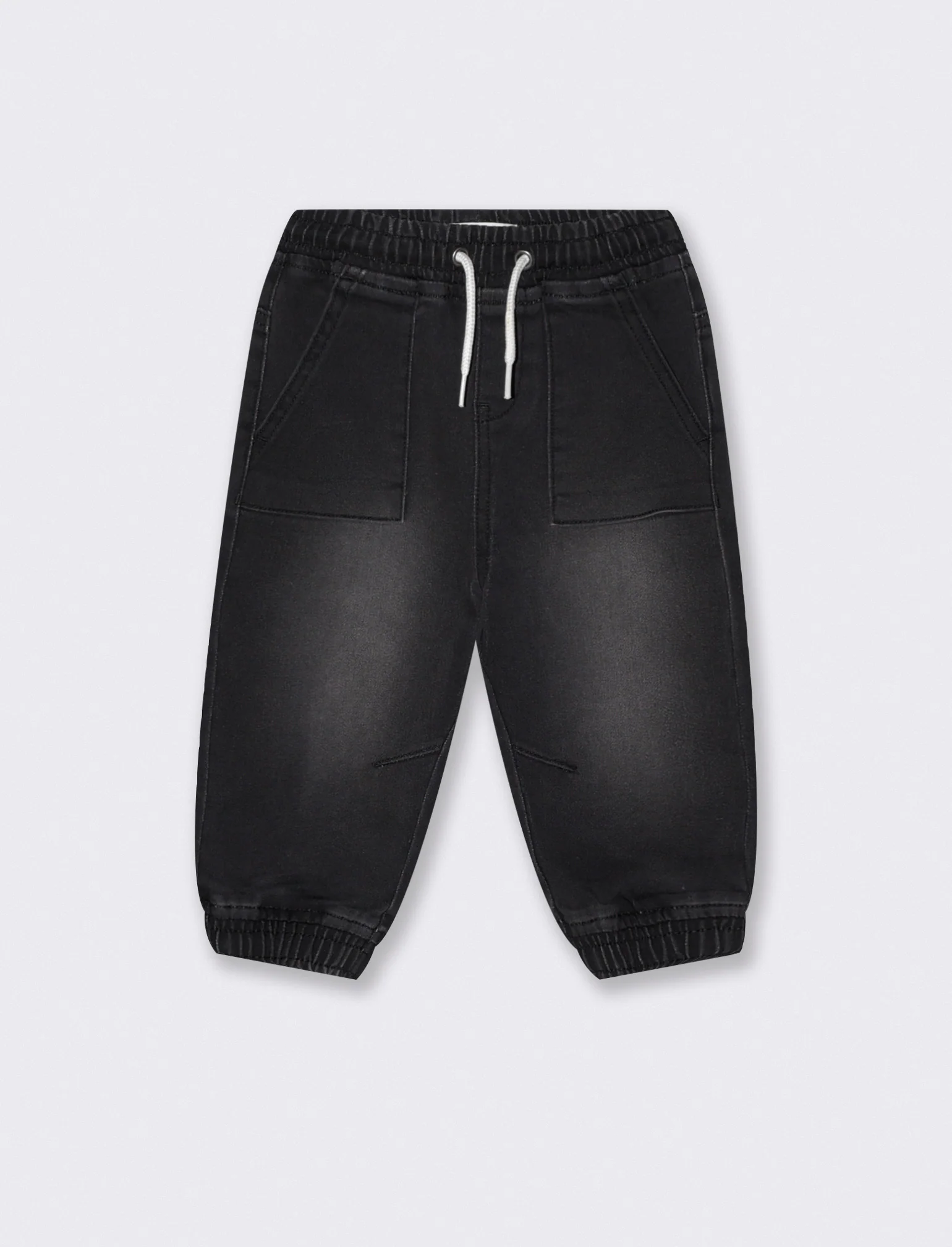 Pantaloni ampi effetto denim con tasche - Nero