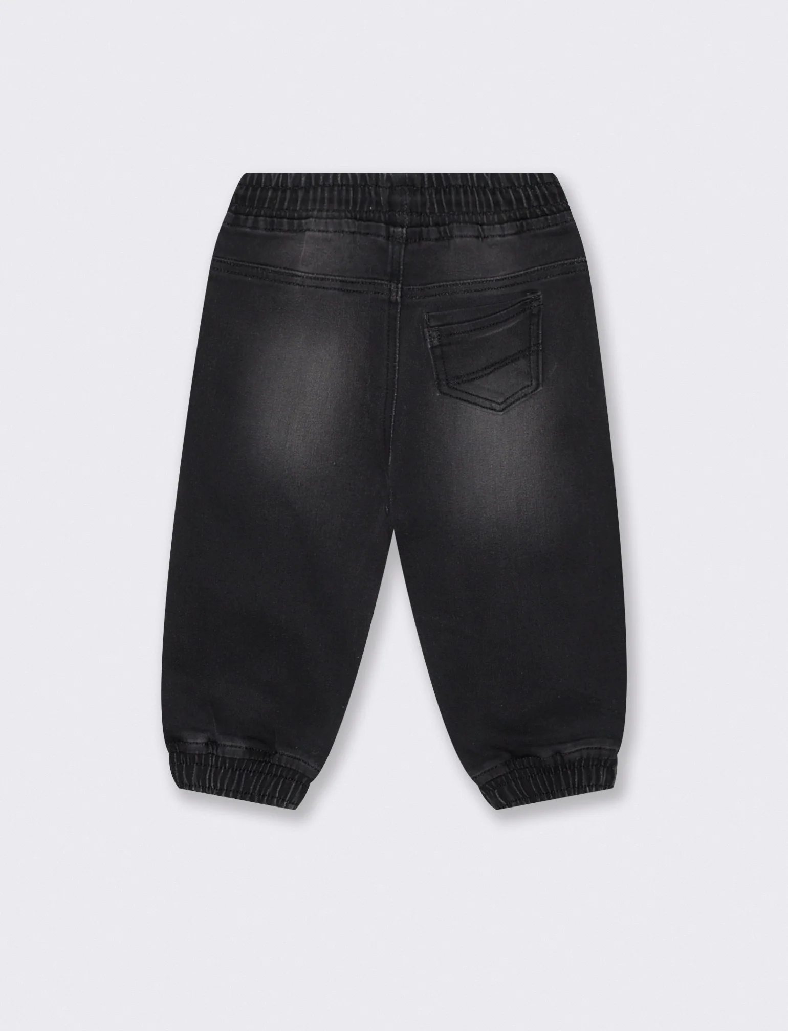 Pantaloni ampi effetto denim con tasche - Nero - Image 2