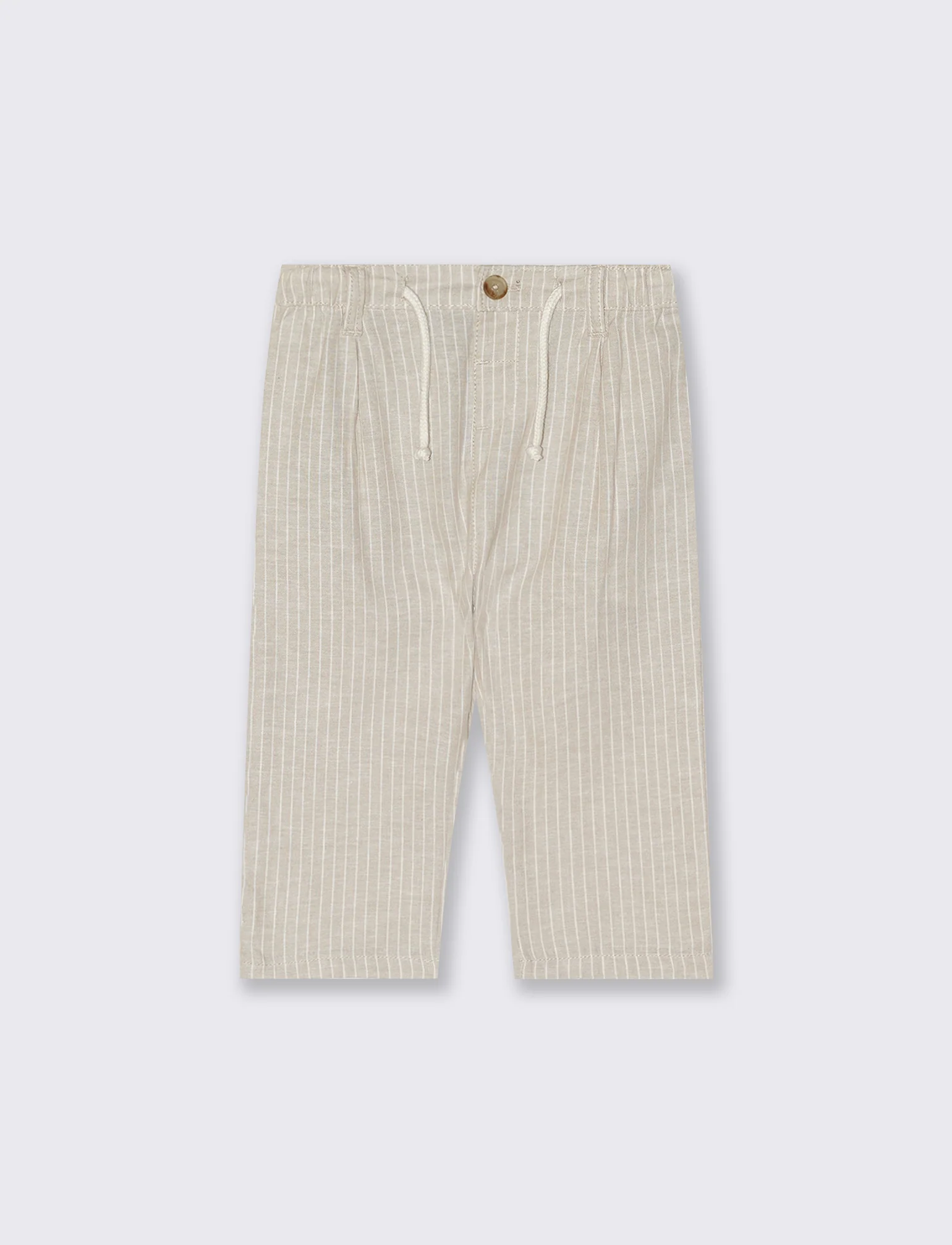 Pantaloni ampi in misto lino a righe - Beige