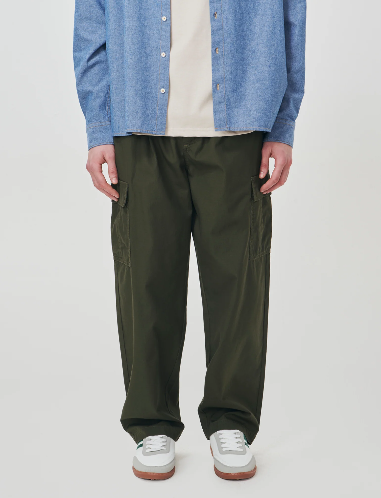 Pantaloni Baggy Cargo in Rip Stop Cotone - Verde militare - Image 3