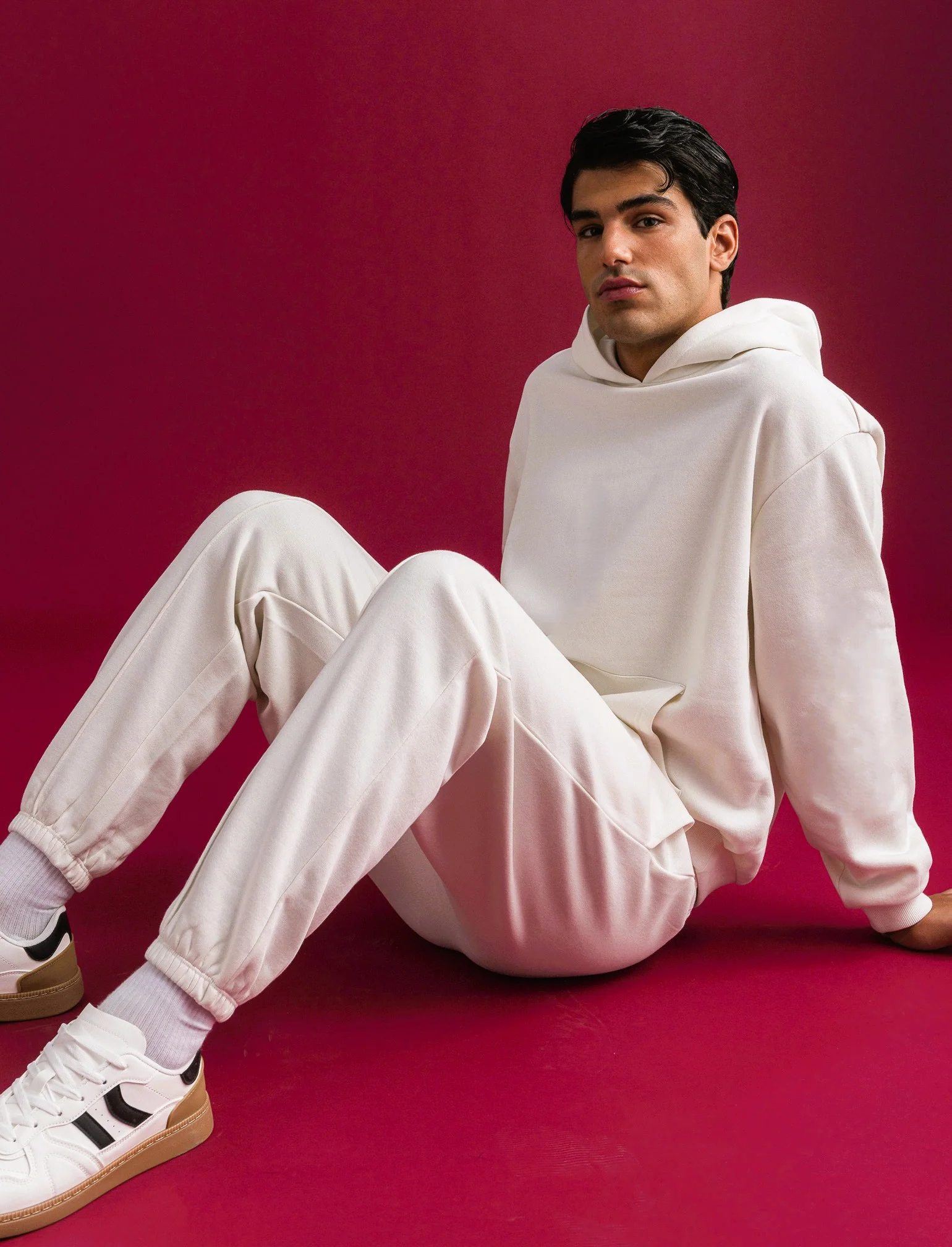 PANTALONI BAGGY JOGGER IN FELPA - Bianco