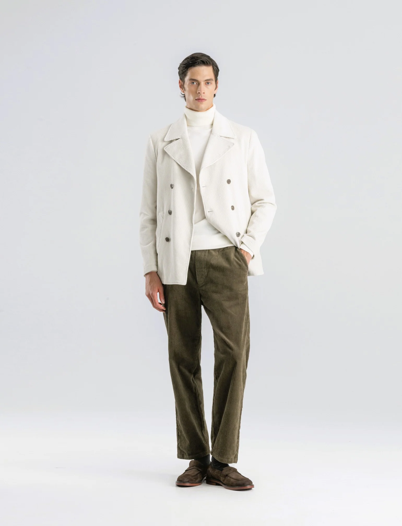 PANTALONI BAGGY JOGGER IN VELLUTO - Verde kaki - Image 3