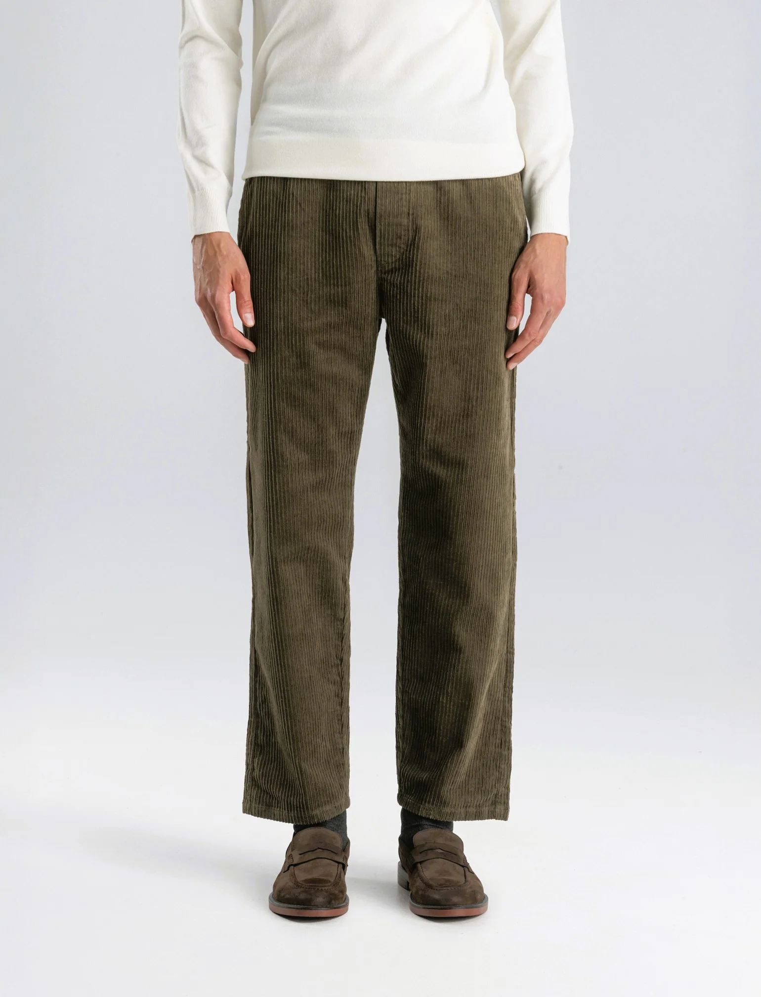 PANTALONI BAGGY JOGGER IN VELLUTO - Verde kaki - Image 4