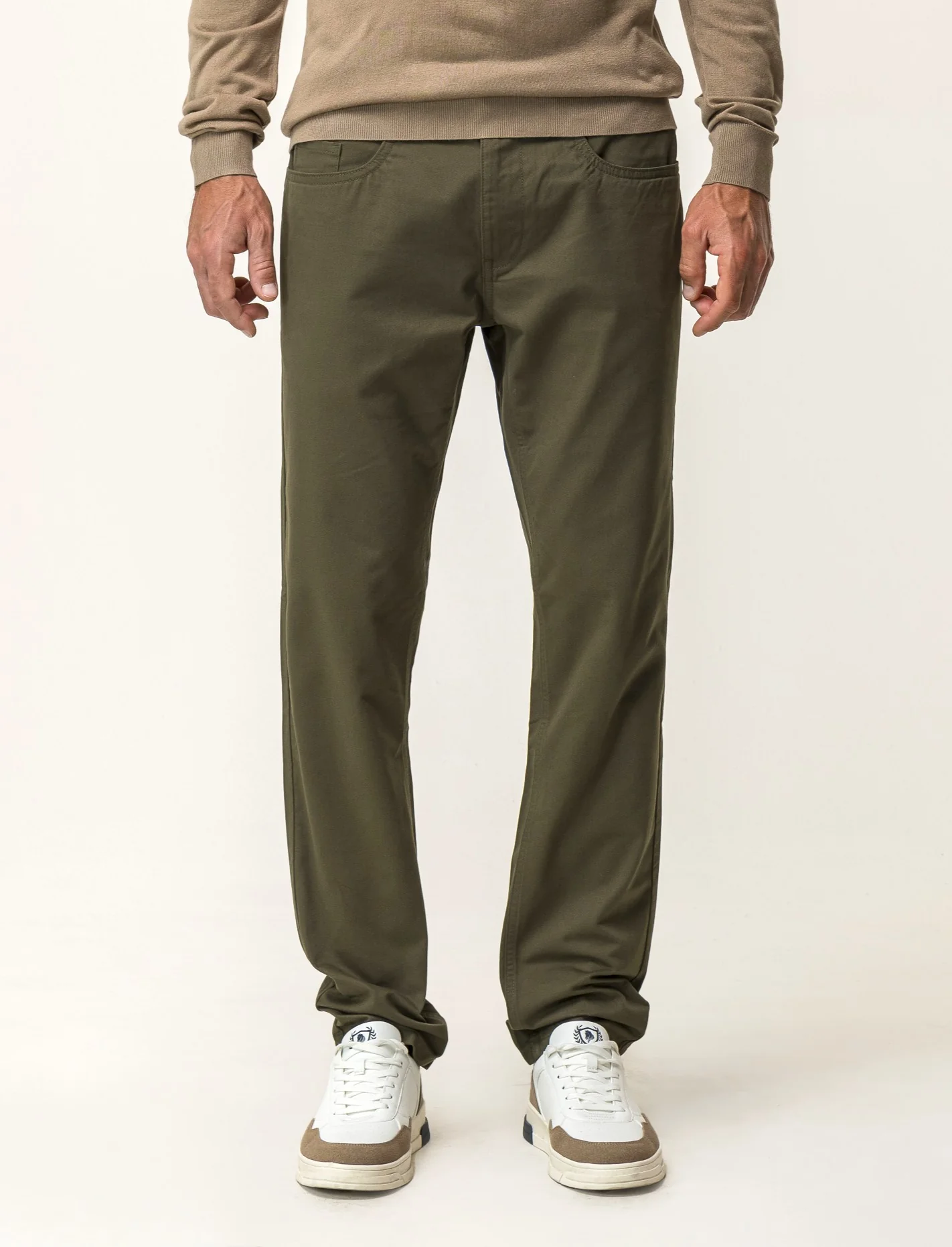 PANTALONI BASIC 5 TASCHE REGULAR FIT - Verde oliva