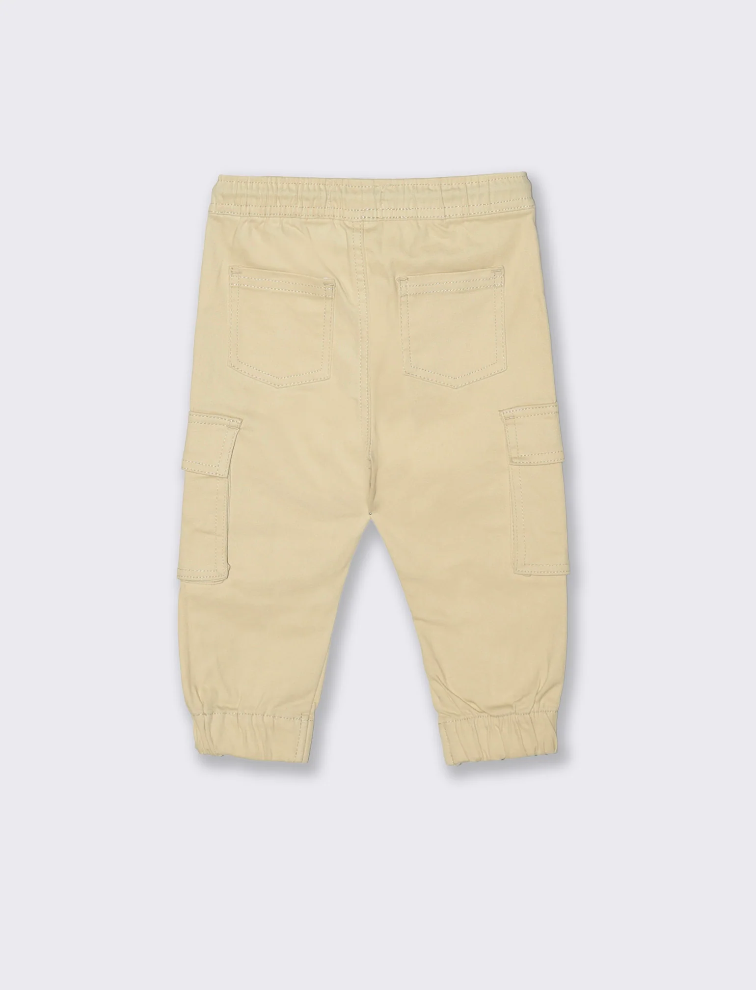 Pantaloni cargo con elastico e coulisse - Beige - Image 2