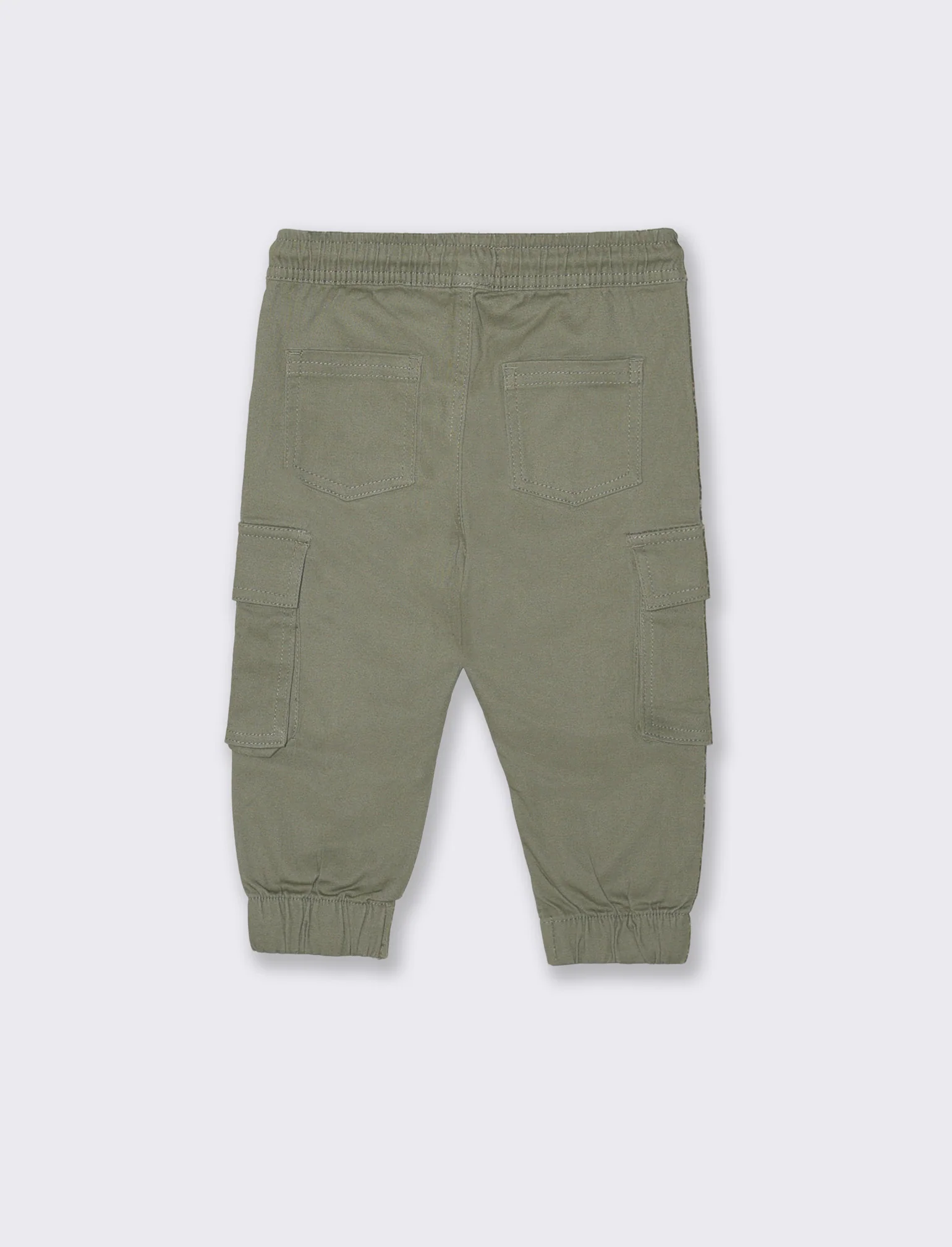 Pantaloni cargo con elastico e coulisse - Verde salvia - Image 2