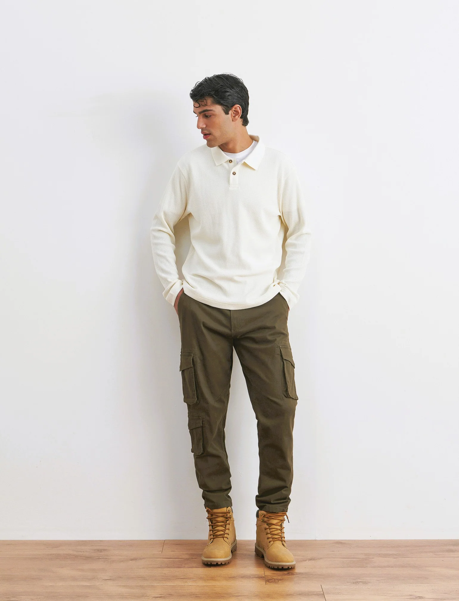 PANTALONI CARGO FIT - Verde kaki - Image 3