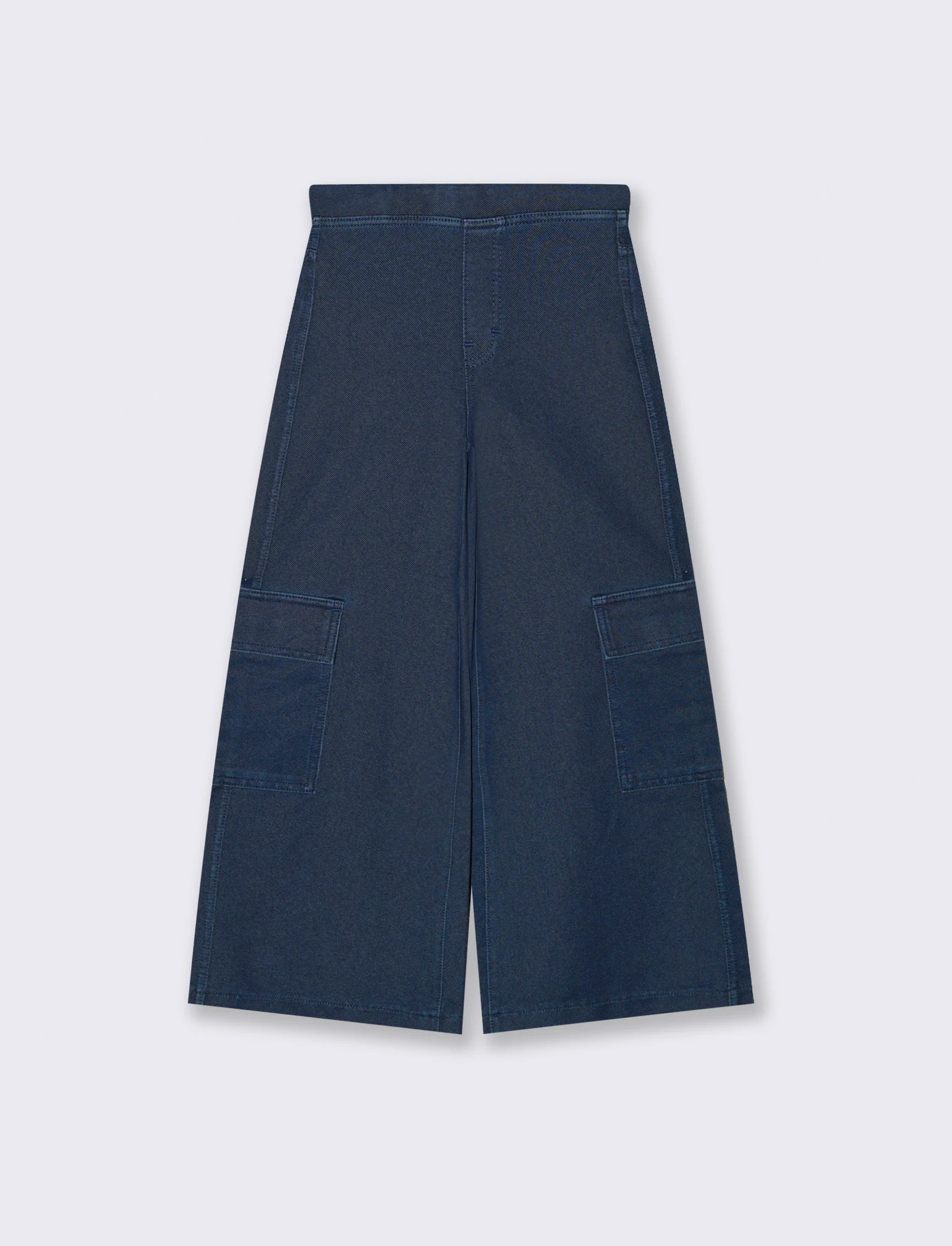 Pantaloni cargo gamba larga effetto denim da bambina - Denim - Image 4