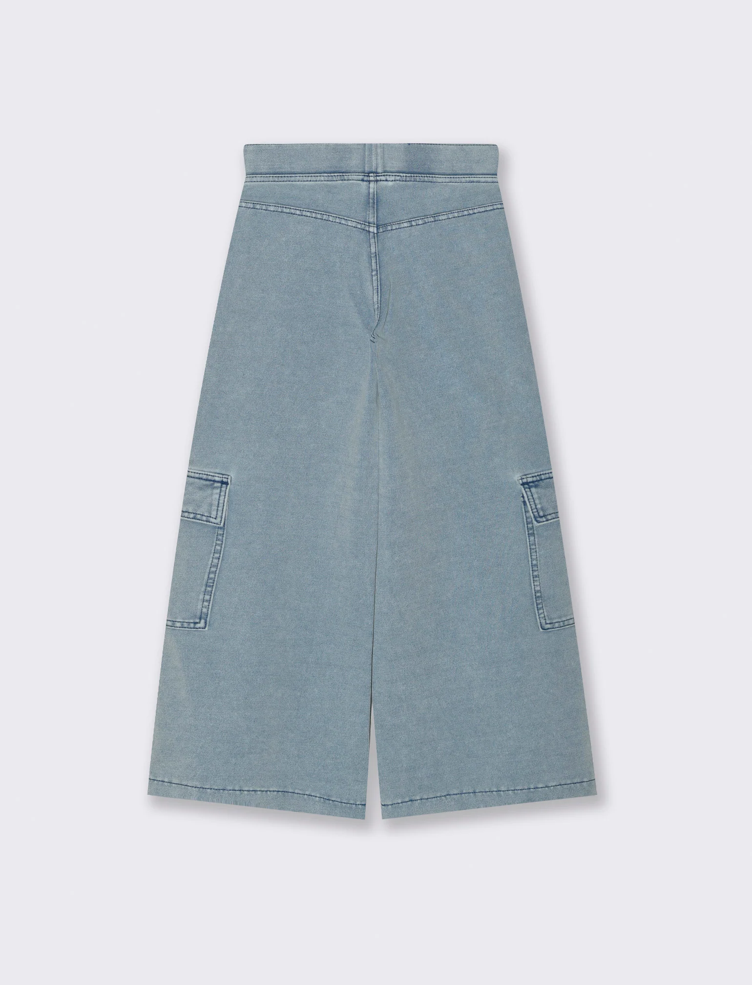 Pantaloni cargo gamba larga effetto denim da bambina - Denim chiaro - Image 5