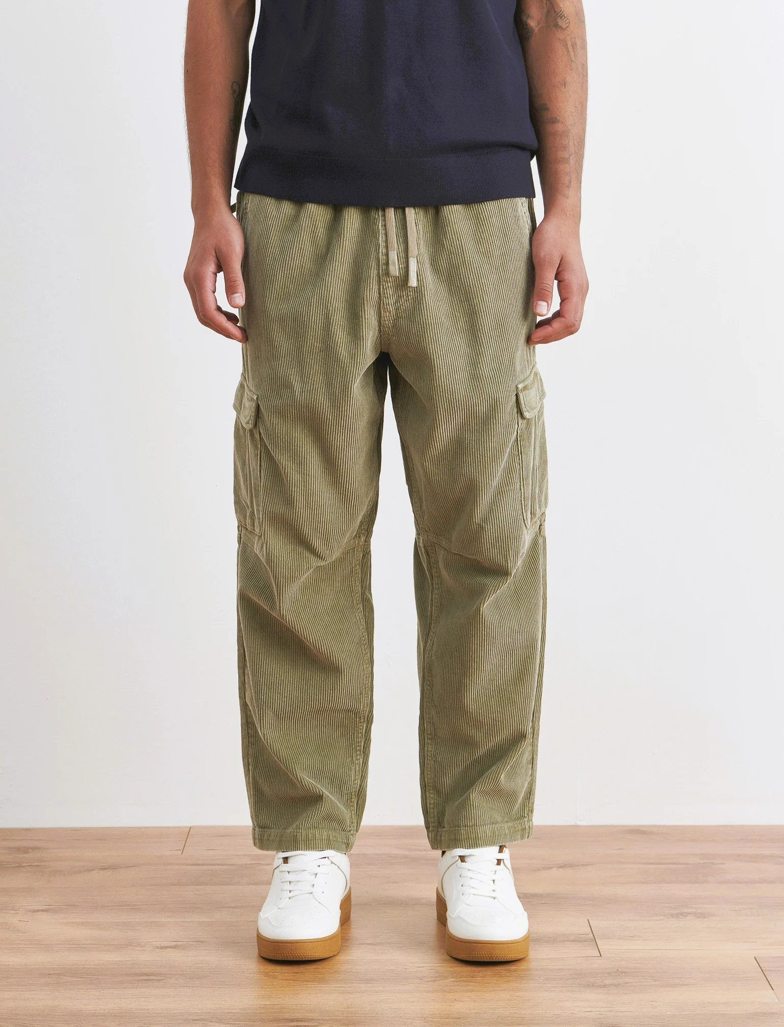 PANTALONI CARGO IN VELLUTO BAGGY CARGO FIT - Verde oliva - Image 2