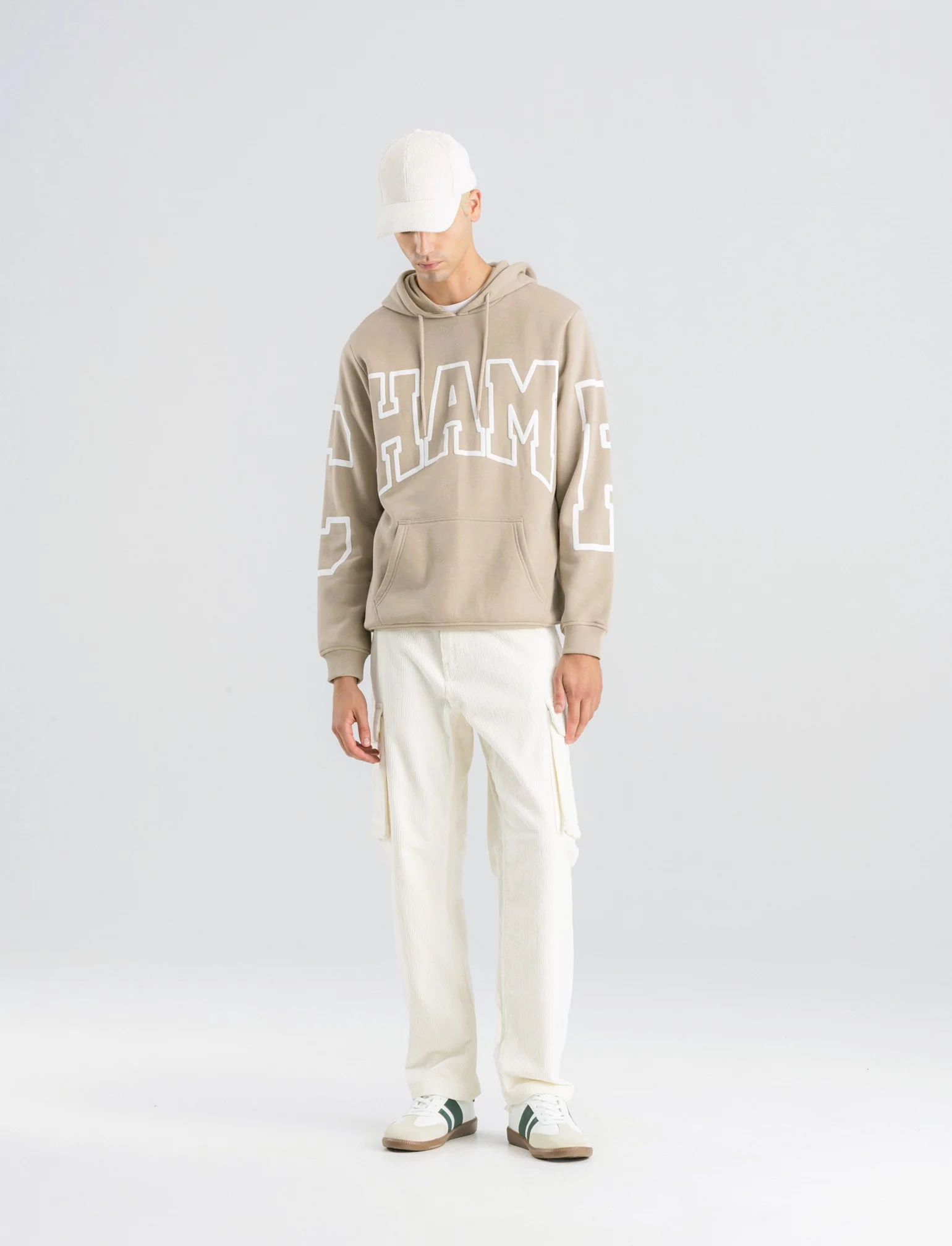 PANTALONI CARGO IN VELLUTO STRAIGHT FIT - Bianco