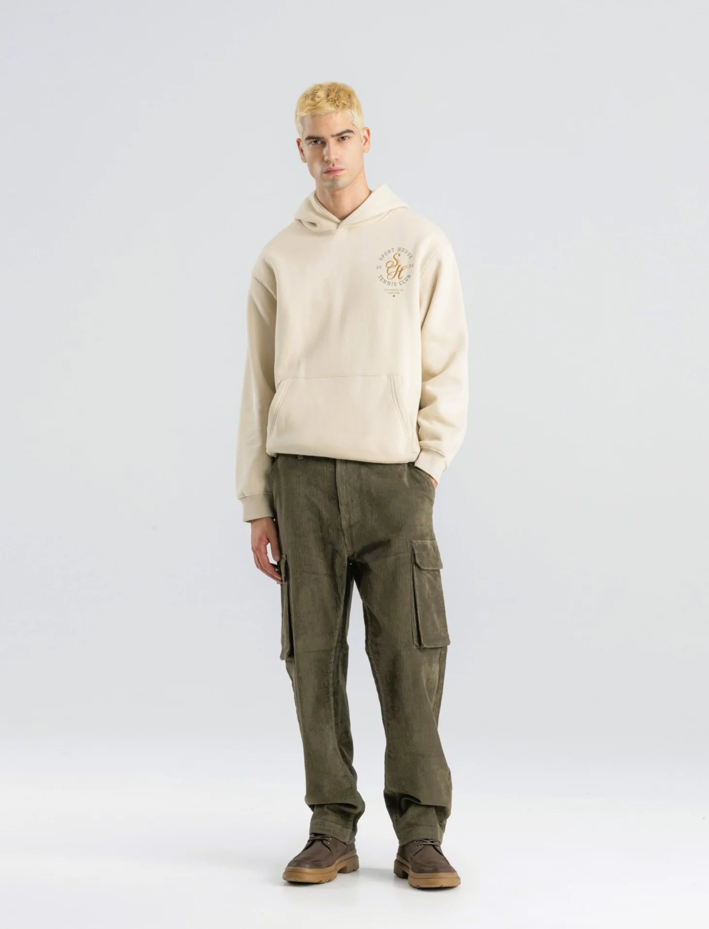 PANTALONI CARGO IN VELLUTO STRAIGHT FIT - Verde kaki - Image 3