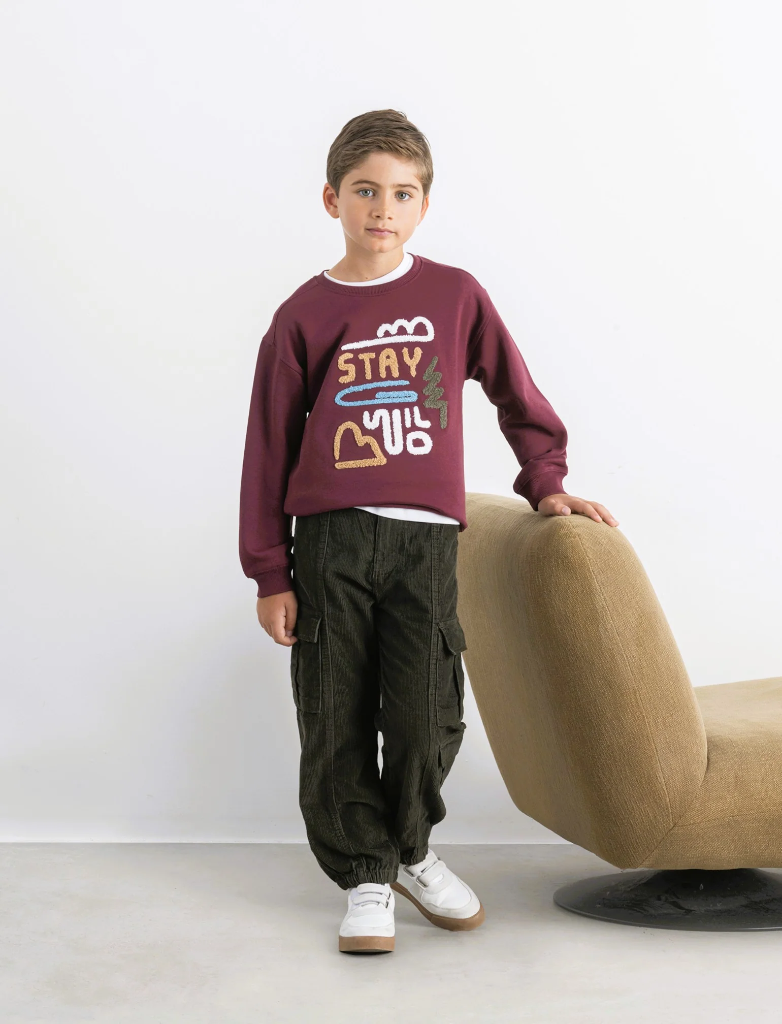 PANTALONI CARGO IN VELLUTO - Verde - Image 3