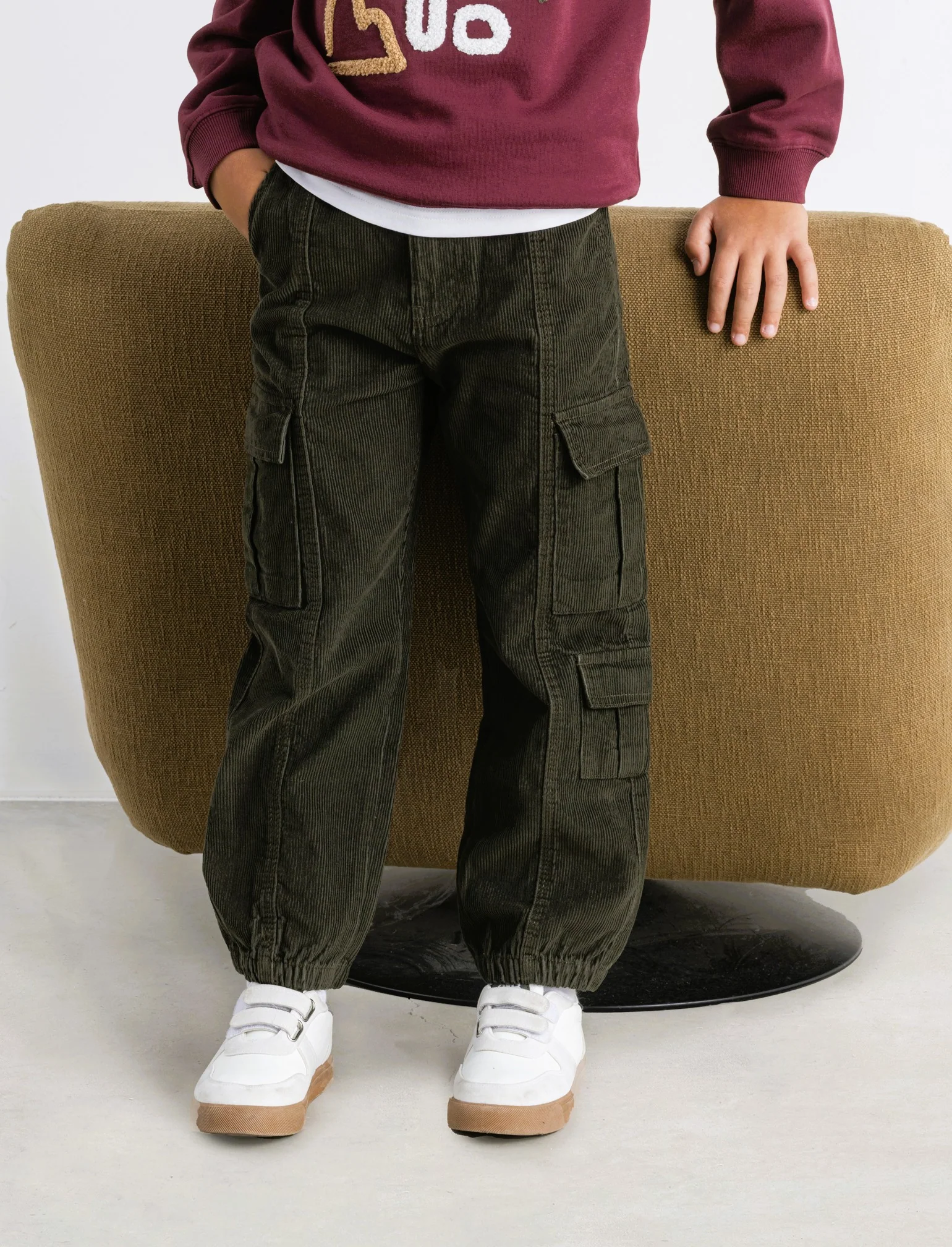 PANTALONI CARGO IN VELLUTO - Verde - Image 4