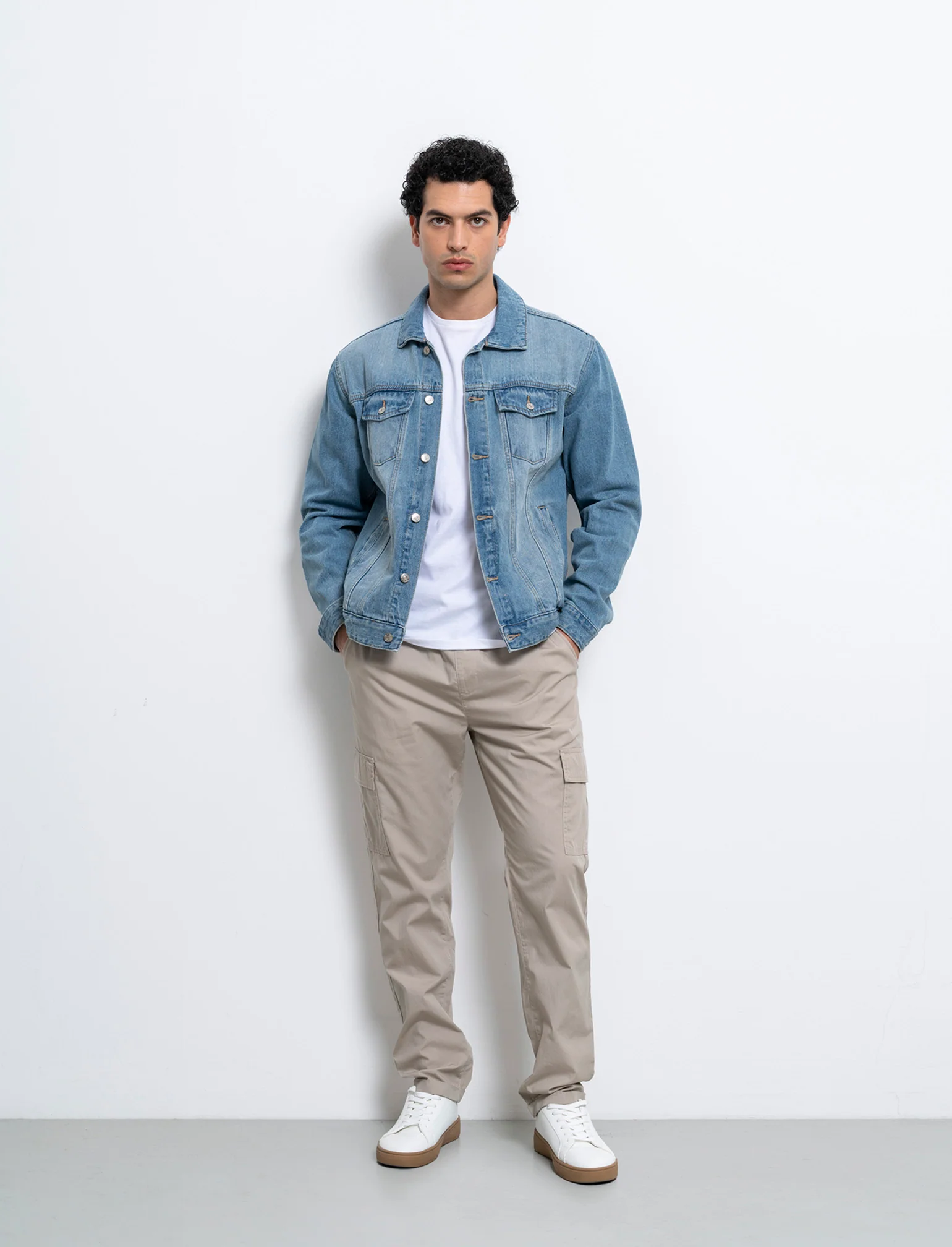 Pantaloni cargo jogger in cotone da uomo - Beige - Image 3