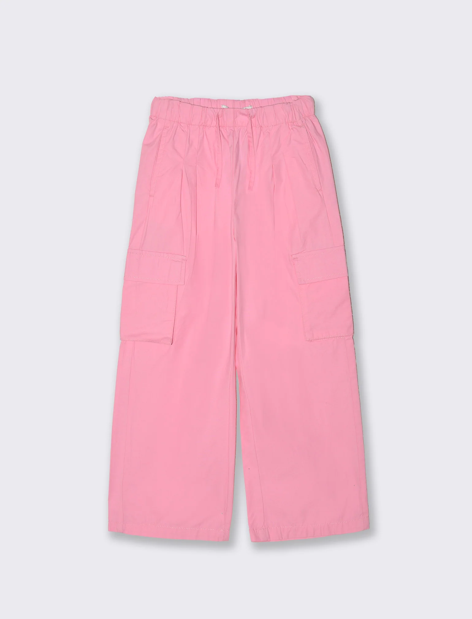 Pantaloni cargo lunghi in cotone a gamba larga - Rosa
