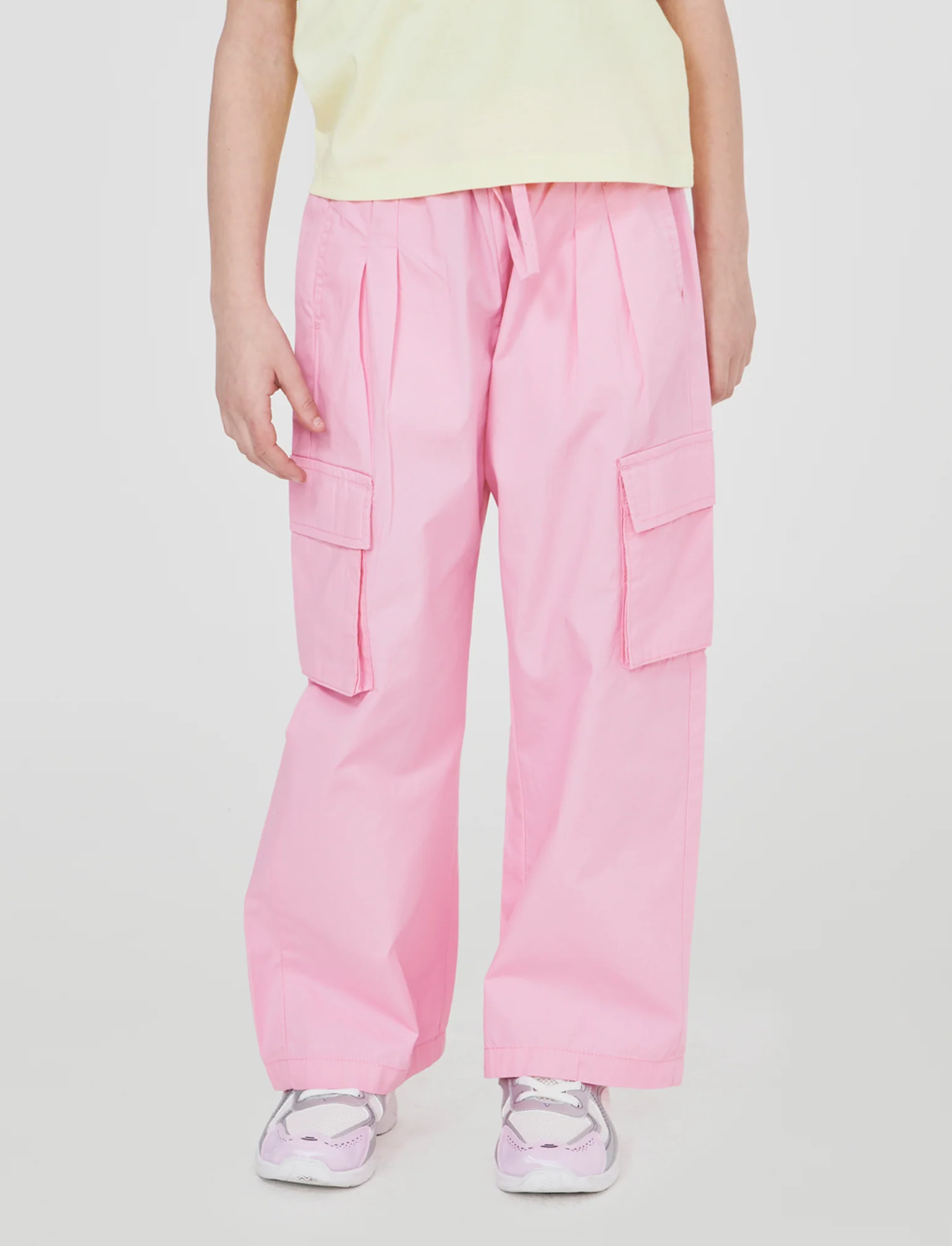 Pantaloni cargo lunghi in cotone a gamba larga - Rosa - Image 4