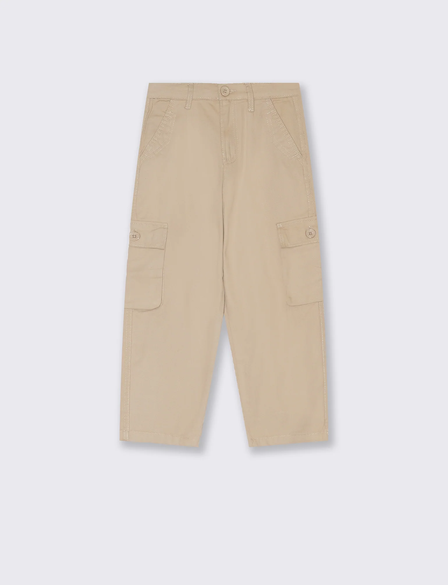 Pantaloni cargo mom fit da bambina - Beige - Image 3