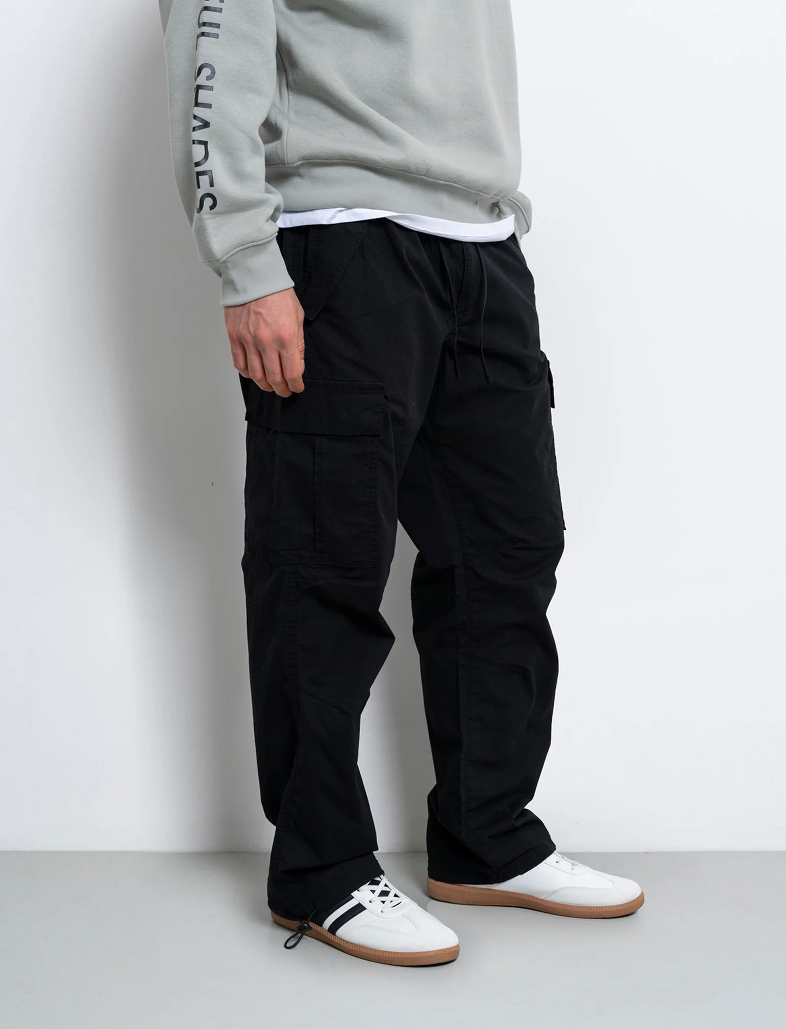 Pantaloni cargo parachute fit da uomo - Nero - Image 2