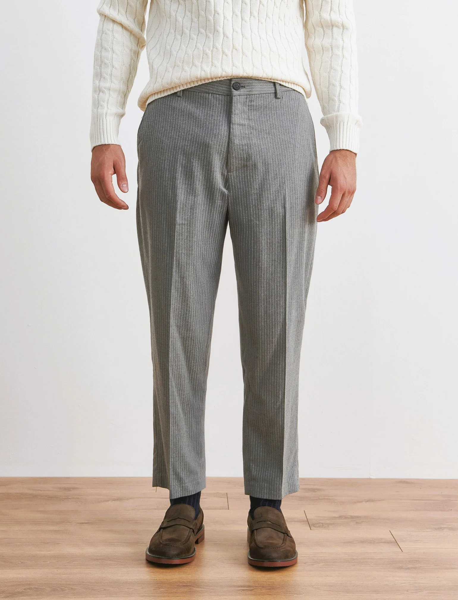 PANTALONI CHINO GESSATI EASY FORMAL FIT - Grigio mel. - Image 4