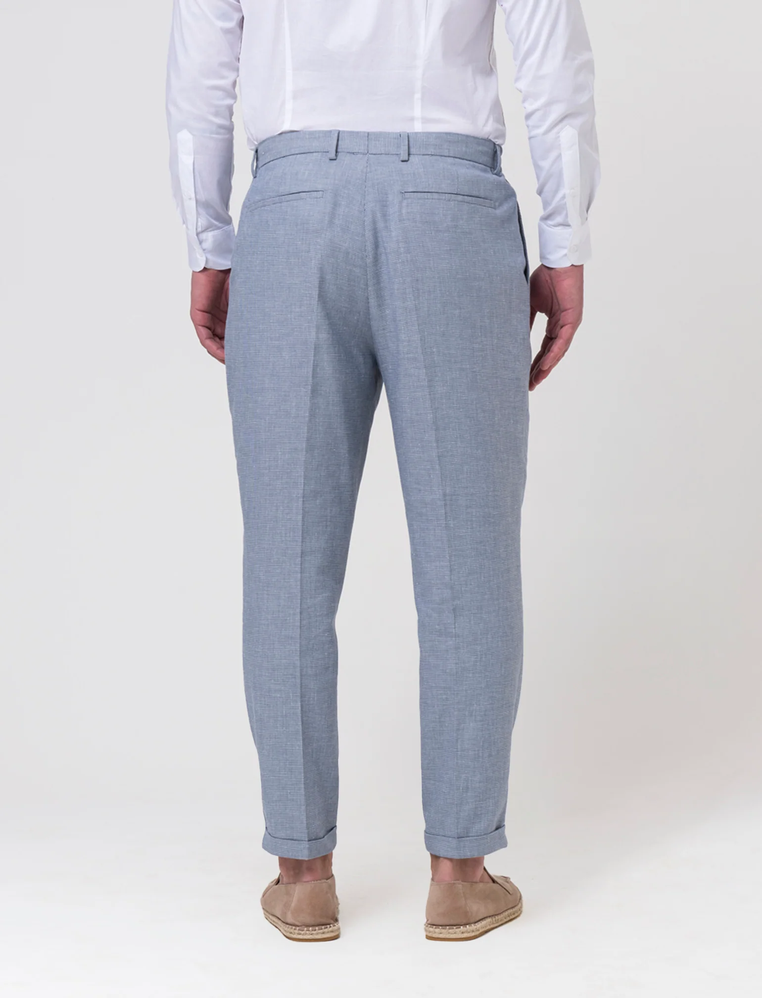 Pantaloni chino in popelin stretch da uomo - Blu - Image 2