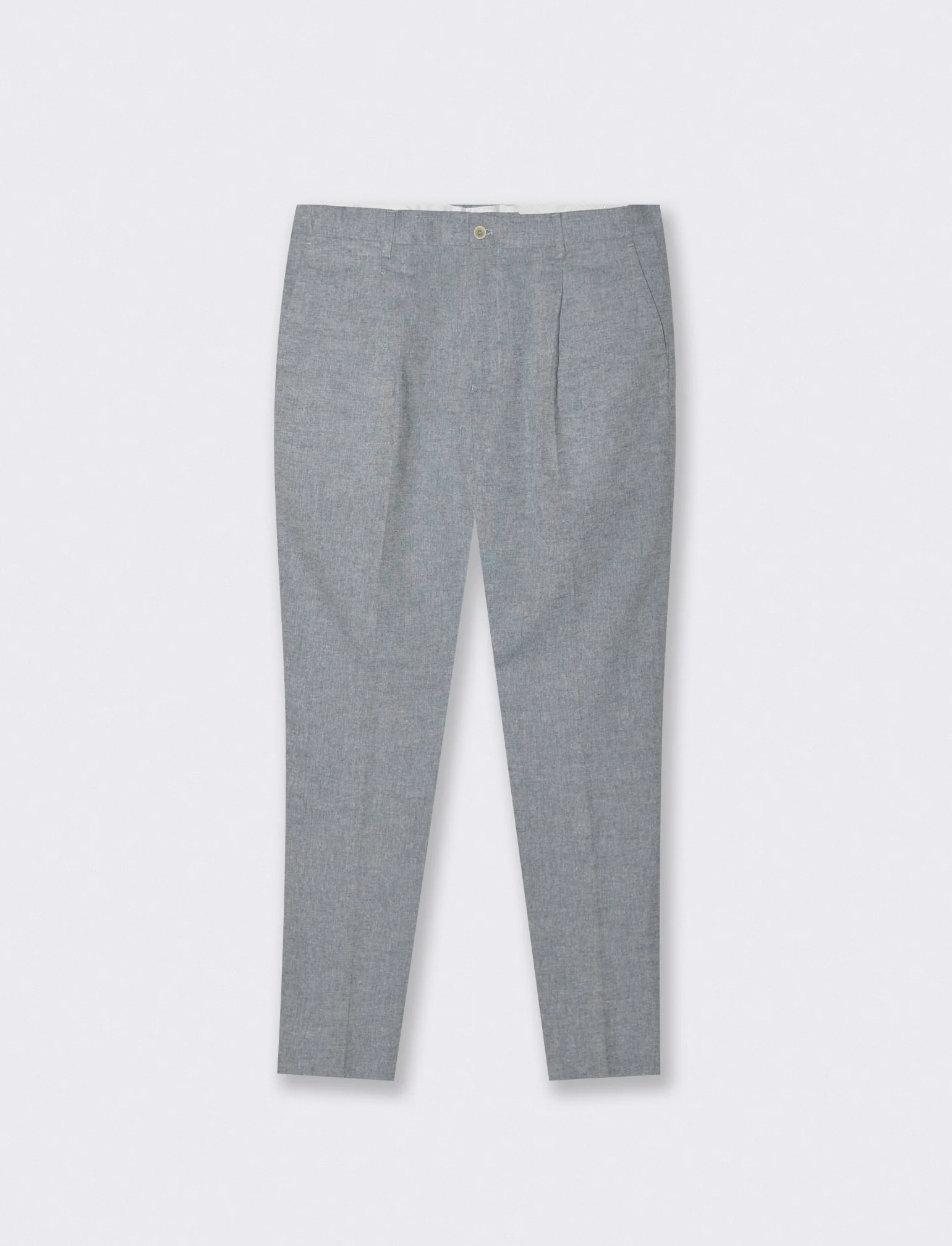 Pantaloni Chino in Tessuto Misto Lino - Blu - Image 4