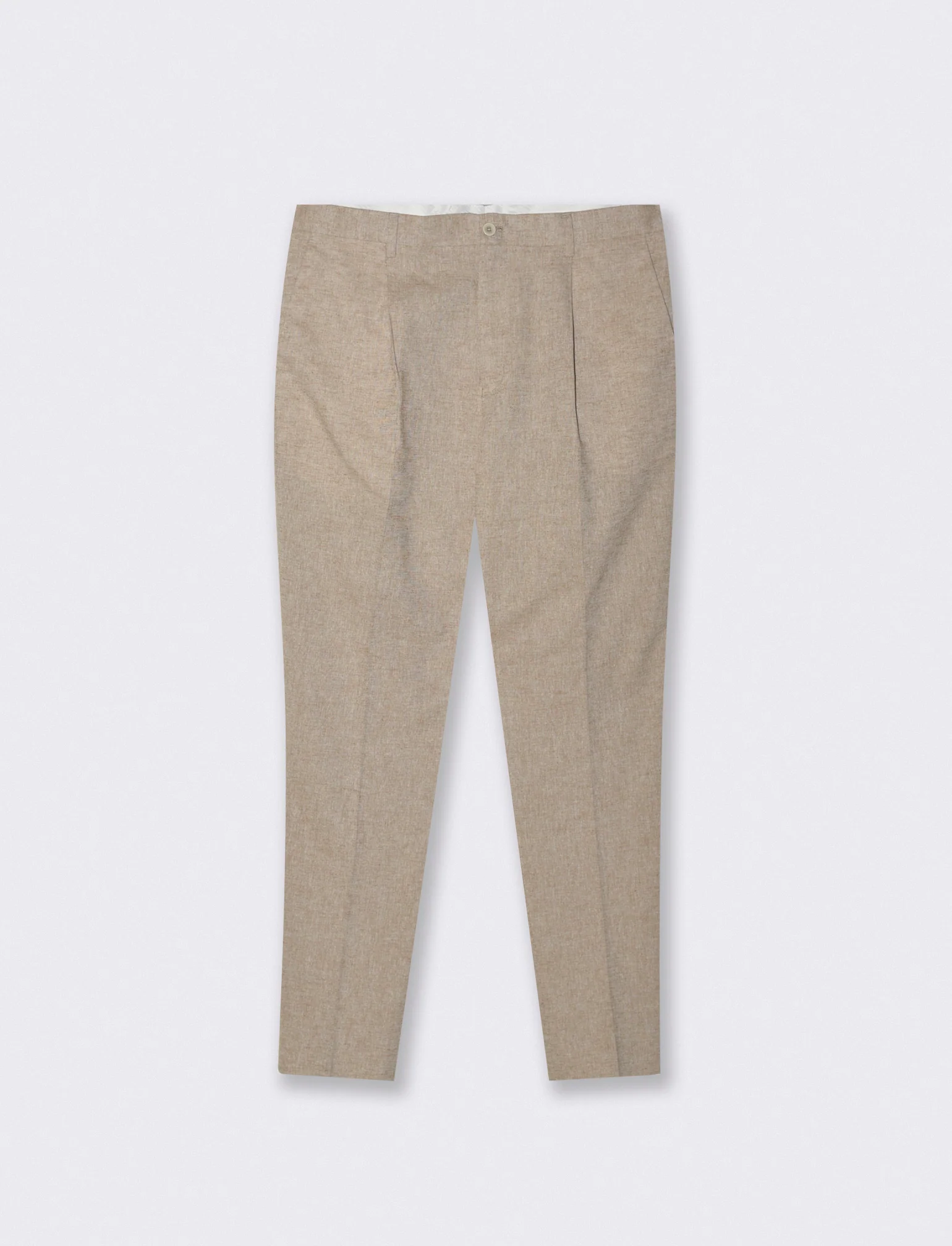 Pantaloni Chino in Tessuto Misto Lino - Grigio tortora